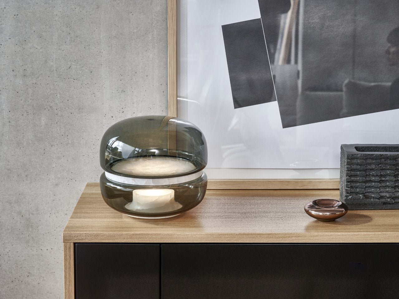 Lampa stołowa MACARON MINI dmuchane szkło z onyksem