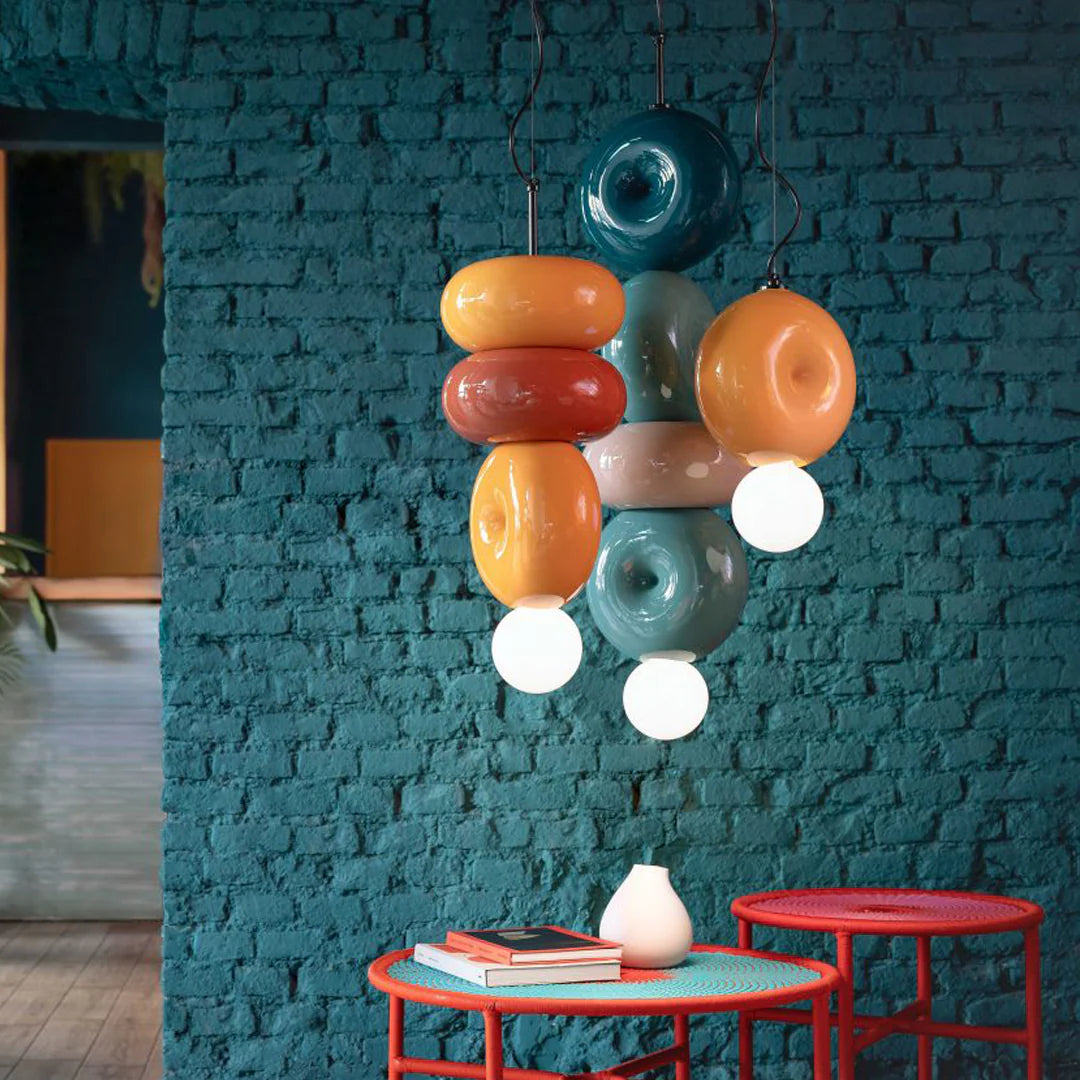 Lampa wisząca ceramiczna BUMBUM pomarańczowy z żółtym