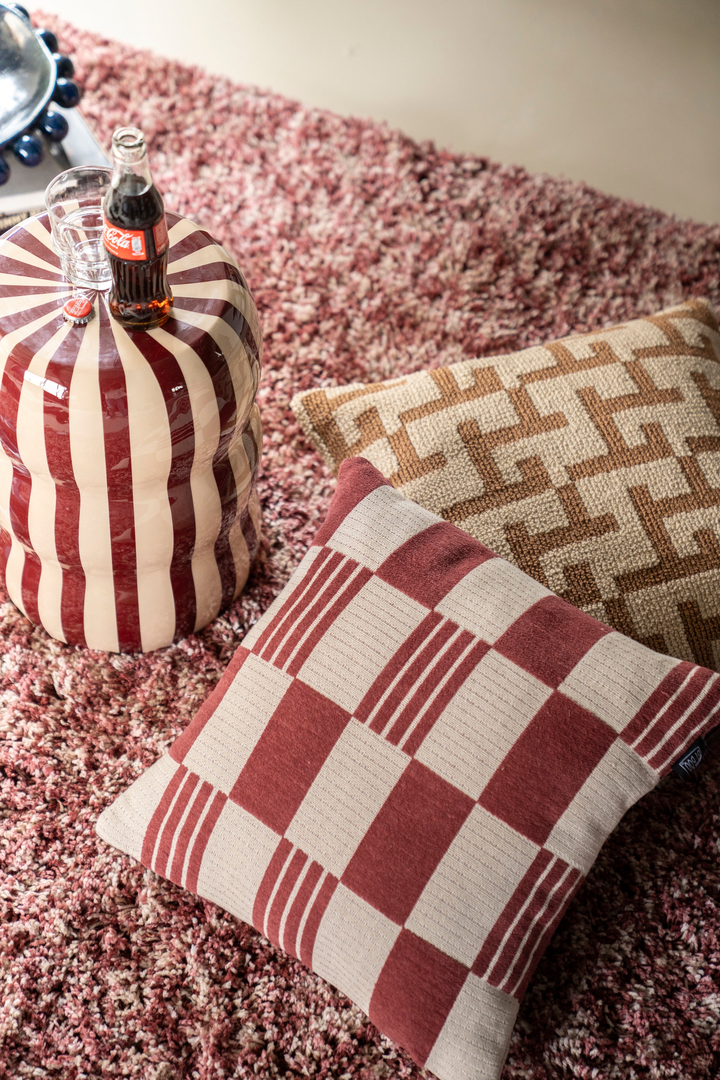 Poduszka TWIST burgundowy z beżowy