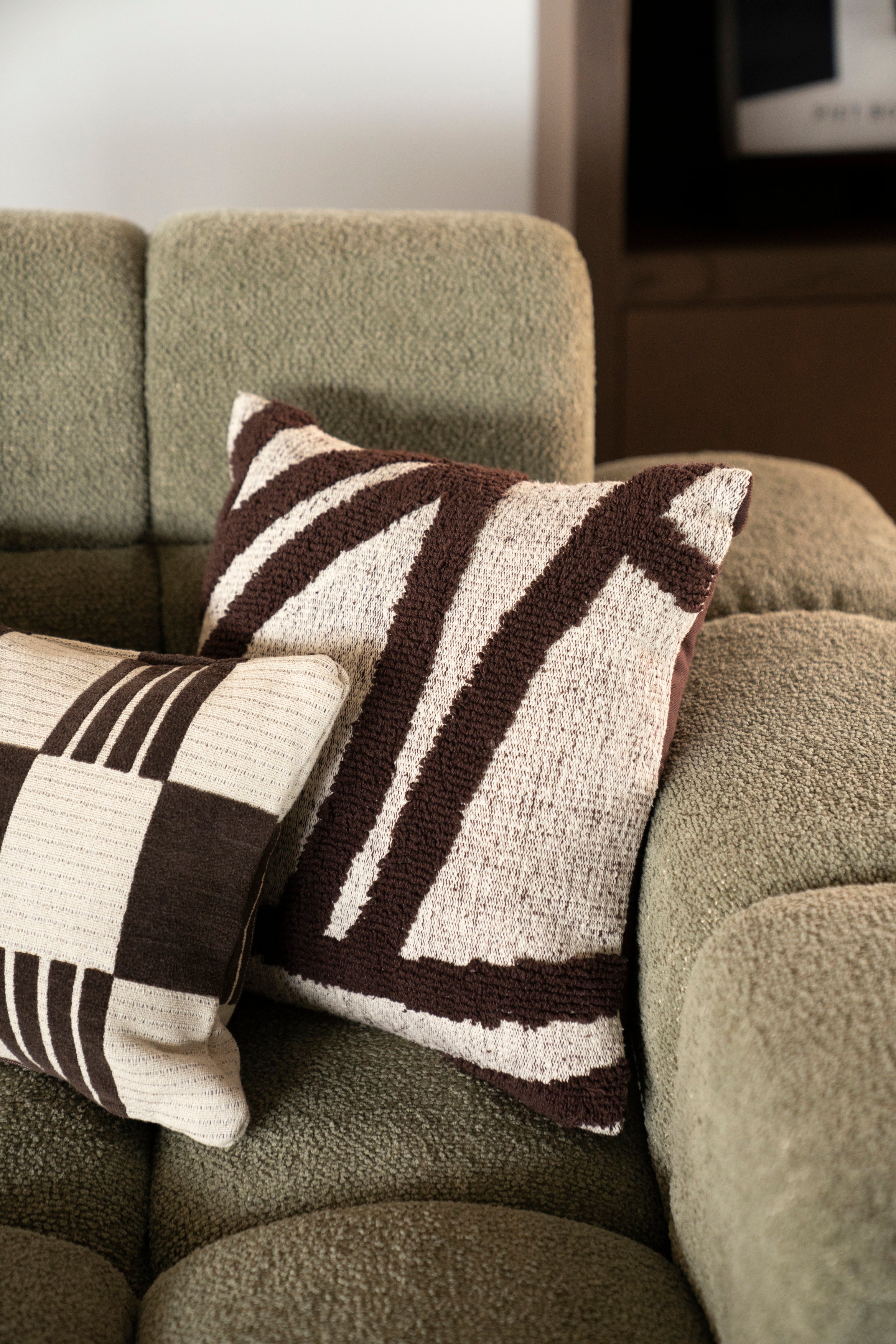 Kissen MAJANI braun mit beige