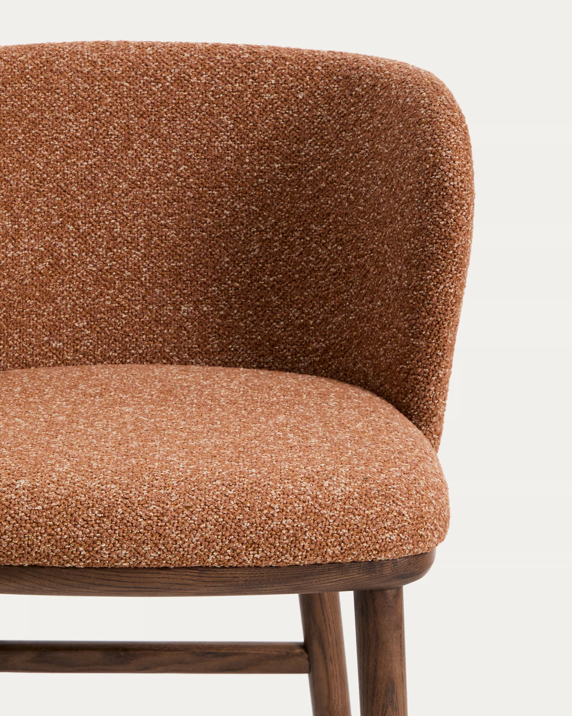 Bar stool CISELIA brick chenille with dark ash base