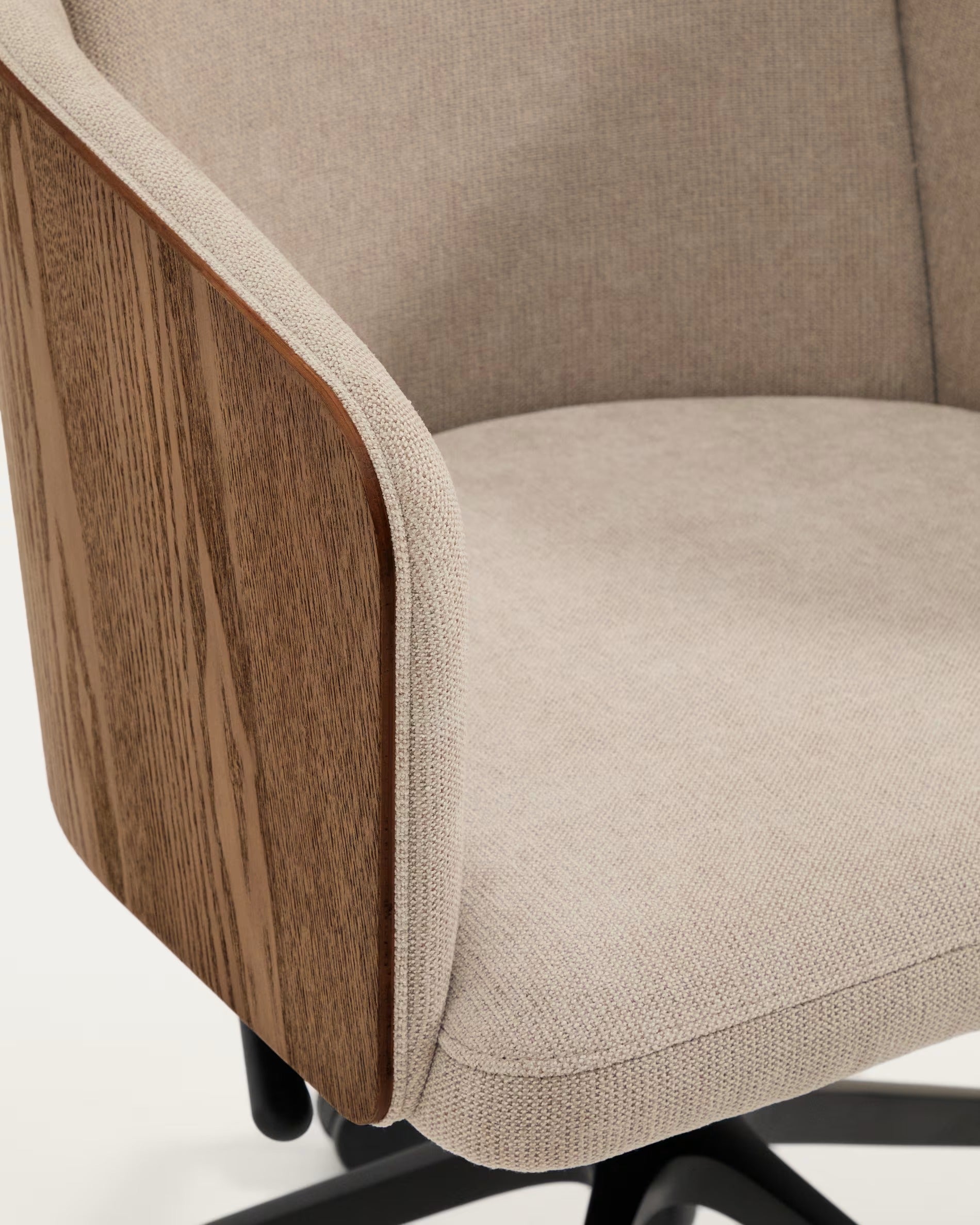 MADAI office chair brown chenille with a black wheeled base