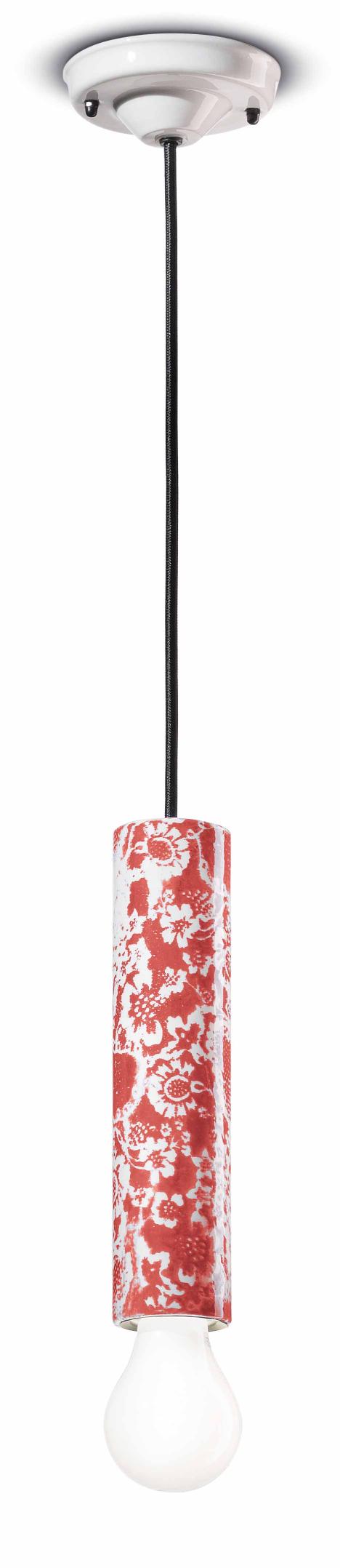 Lampa wisząca ceramiczna PI czerwone kwiaty