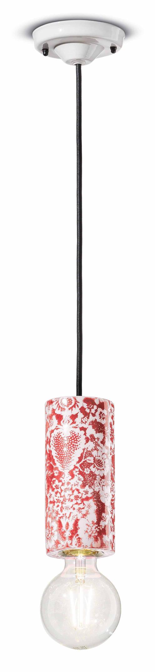 Lampa wisząca ceramiczna PI czerwone kwiaty