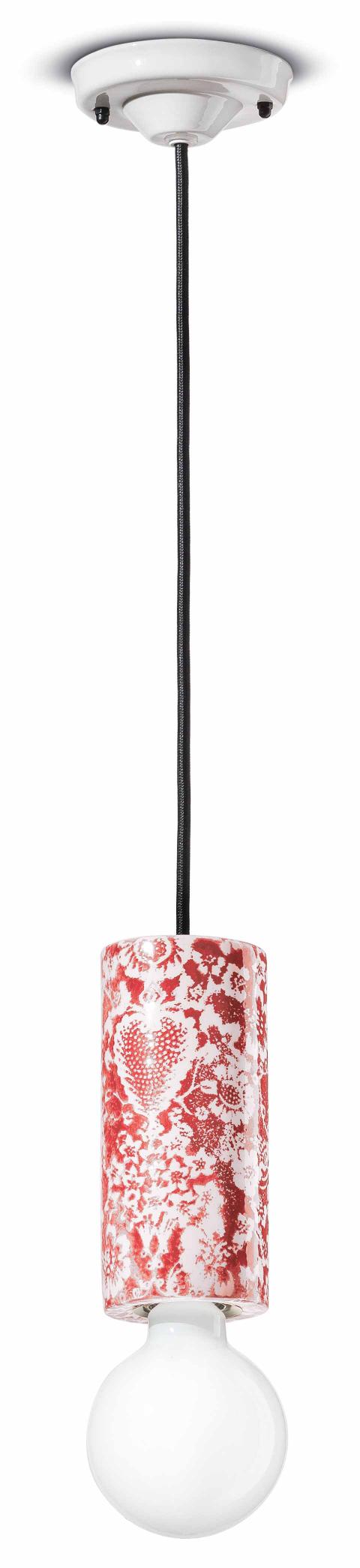 Lampa wisząca ceramiczna PI czerwone kwiaty