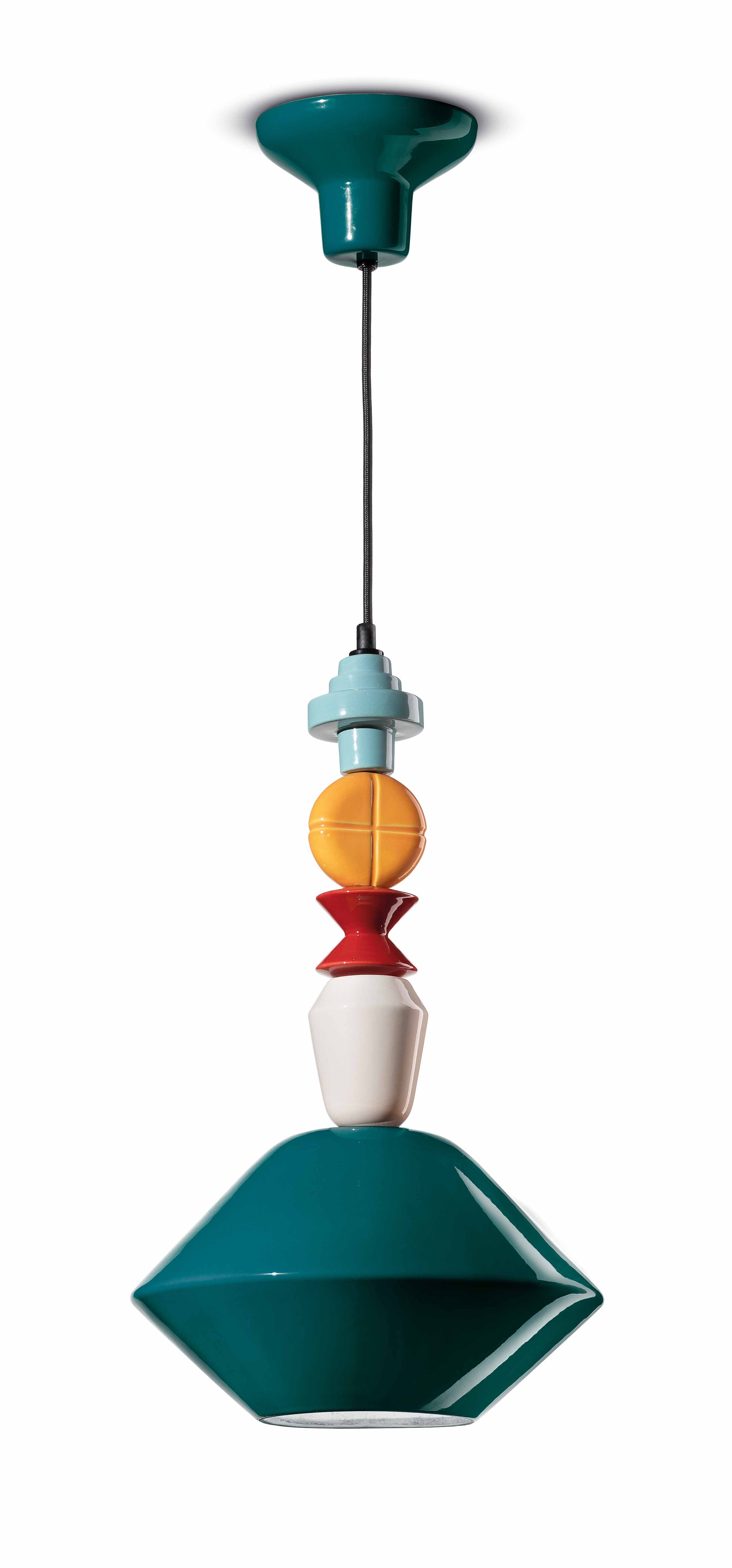 Lampa wisząca ceramiczna LARIAT niebieski petrol