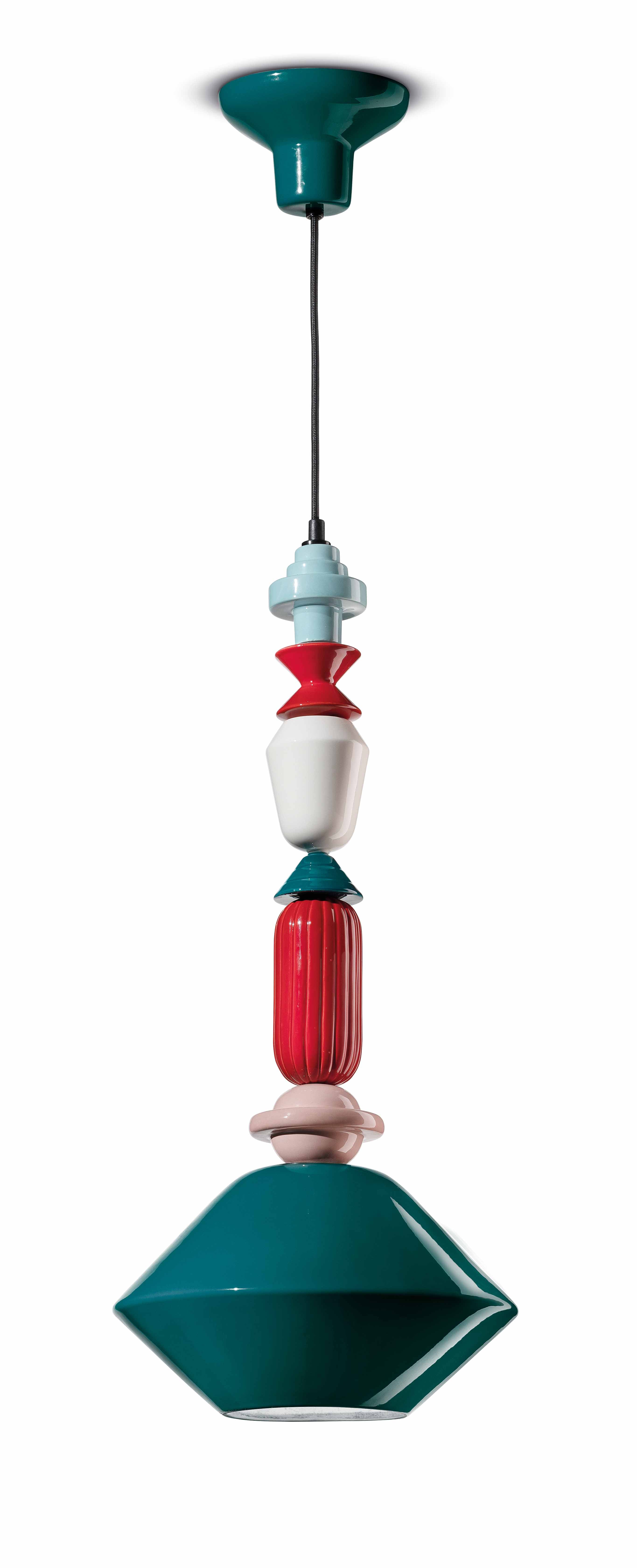 Lampa wisząca ceramiczna LARIAT niebieski petrol