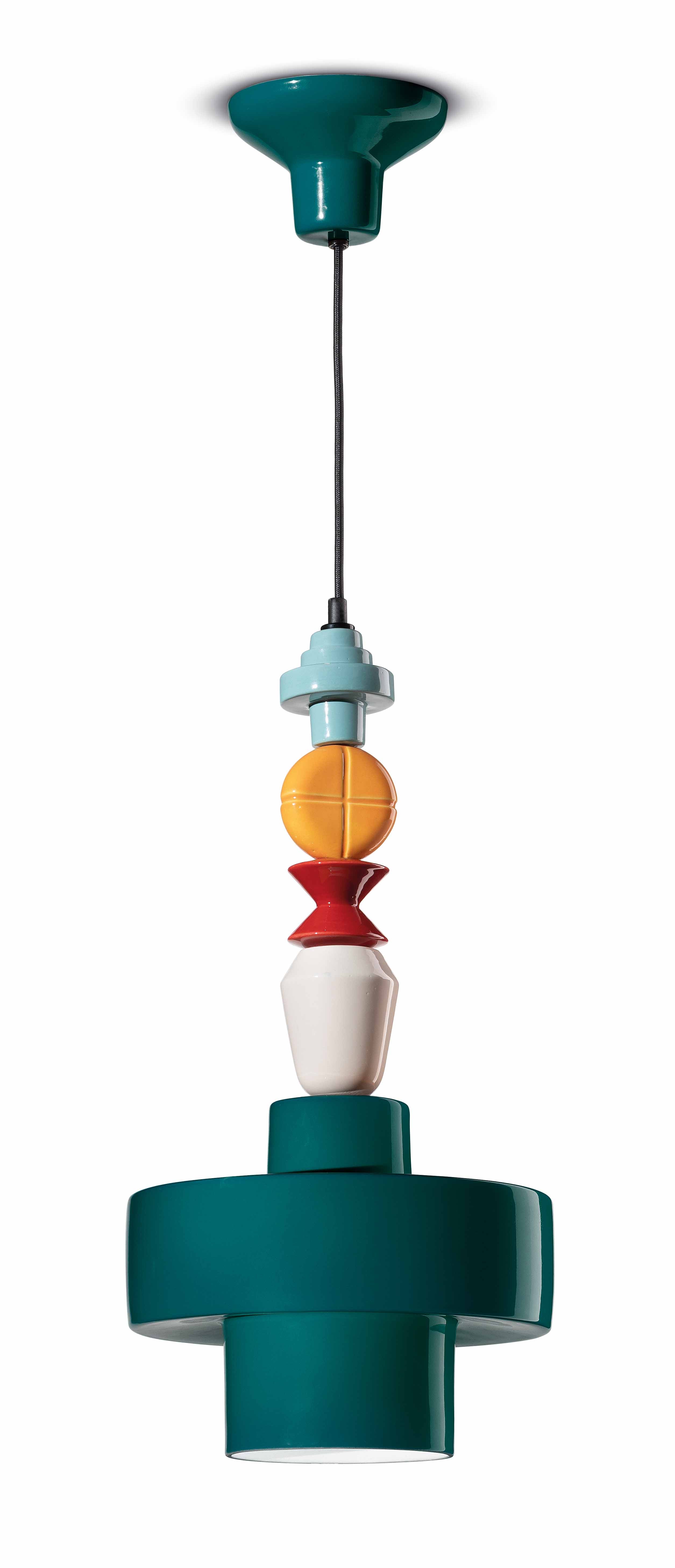 Lampa wisząca ceramiczna LARIAT ROLL niebieski petrol