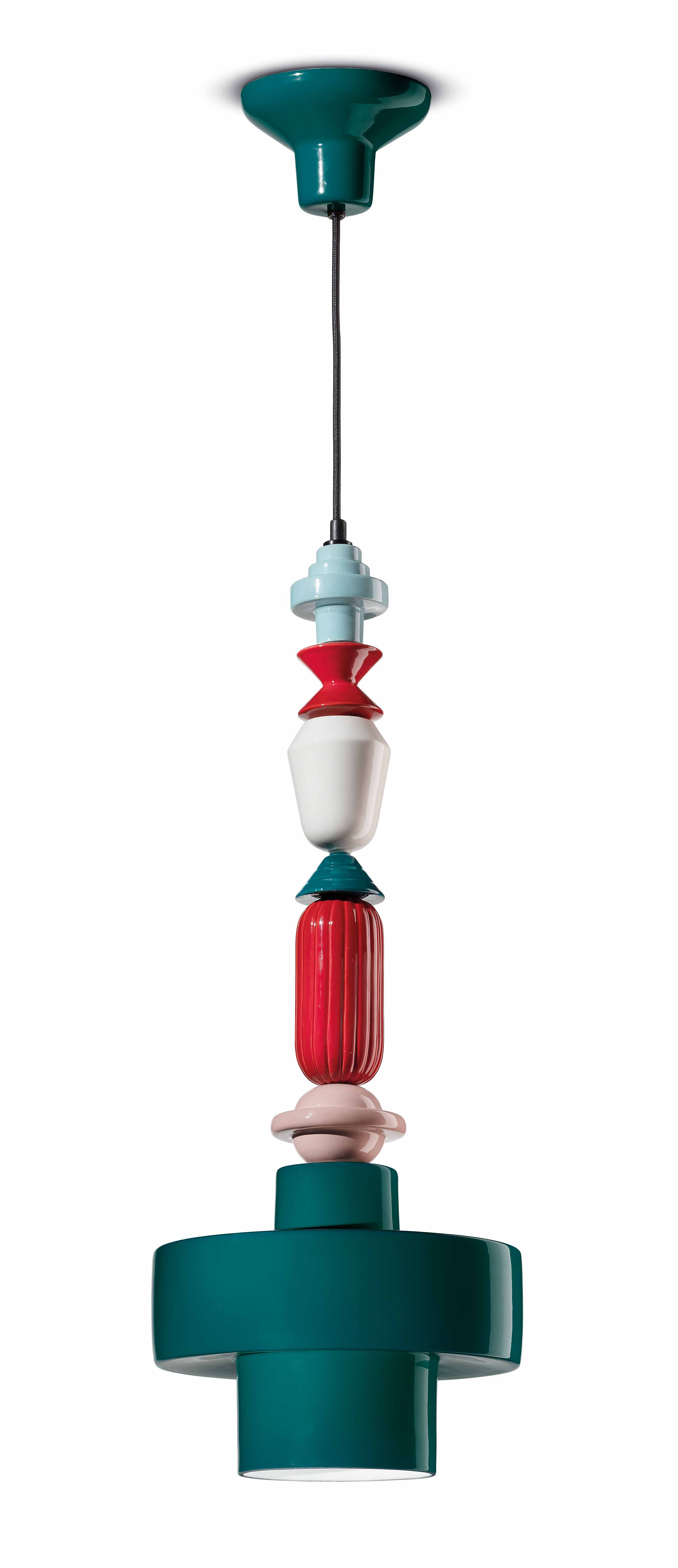 Lampa wisząca ceramiczna LARIAT ROLL niebieski petrol