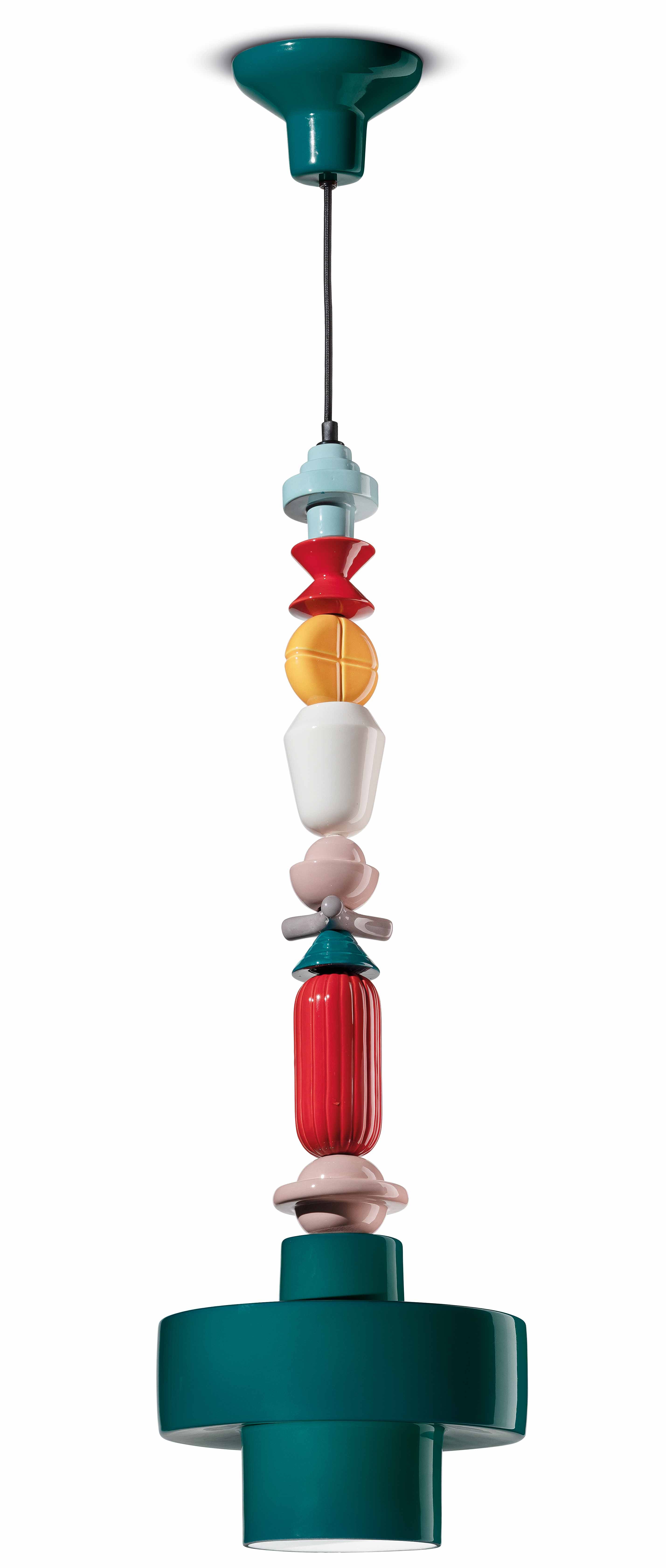 Lampa wisząca ceramiczna LARIAT ROLL niebieski petrol
