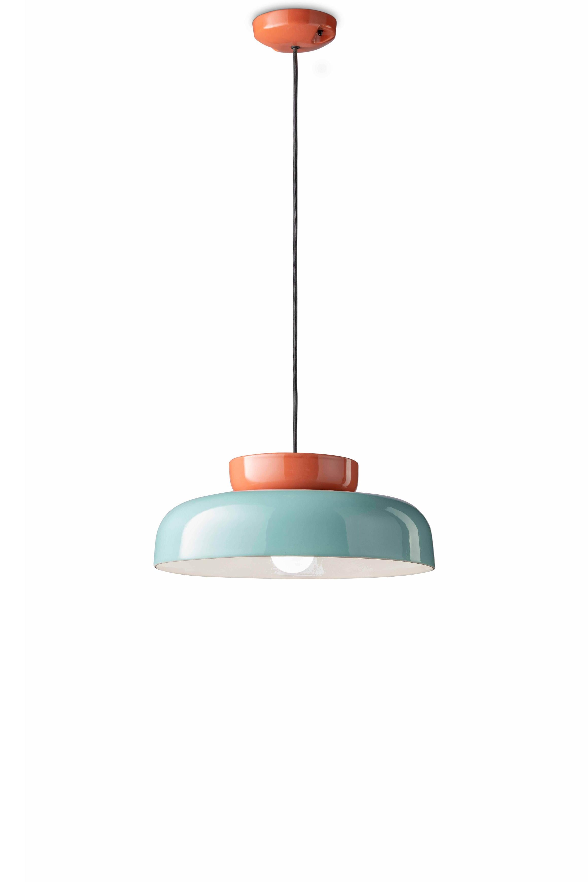 Lampa wisząca ceramiczna MARACANÀ błękitny z pomarańczowym
