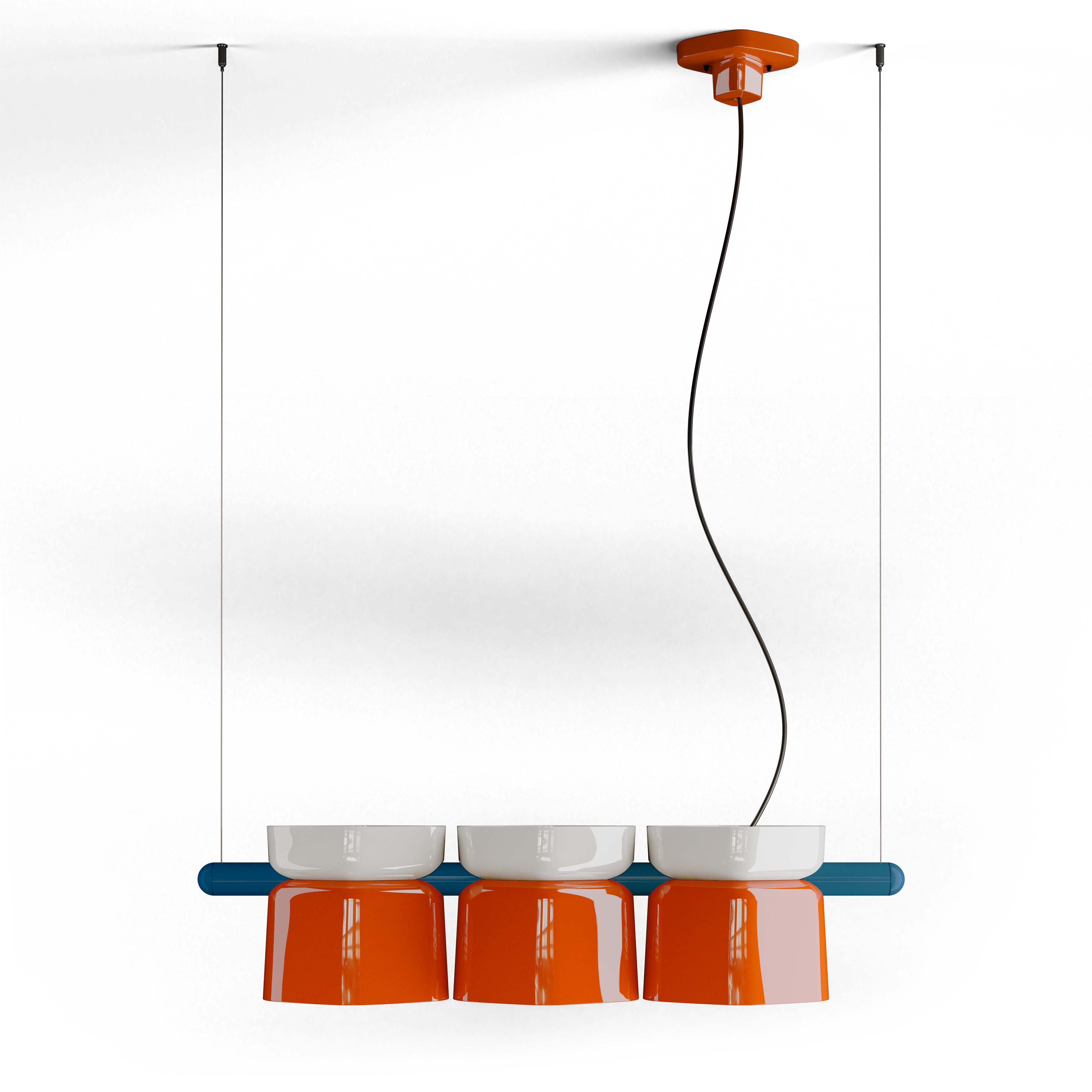 Lampa wisząca ceramiczna YAKITORI pomarańczowy z kremowym i kobaltowym