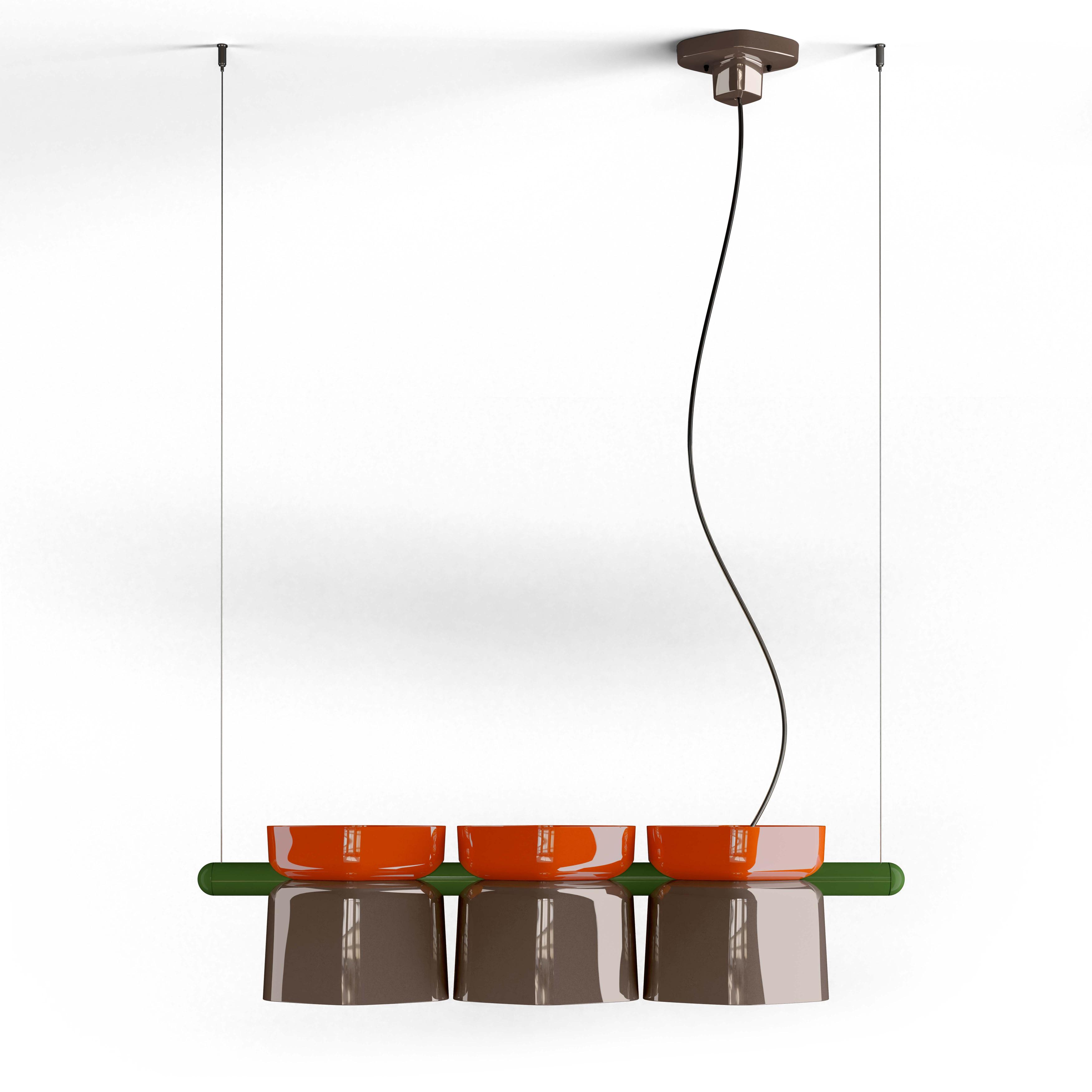 Lampa wisząca ceramiczna YAKITORI mokka z pomarańczowym i szałwiowym zielonym