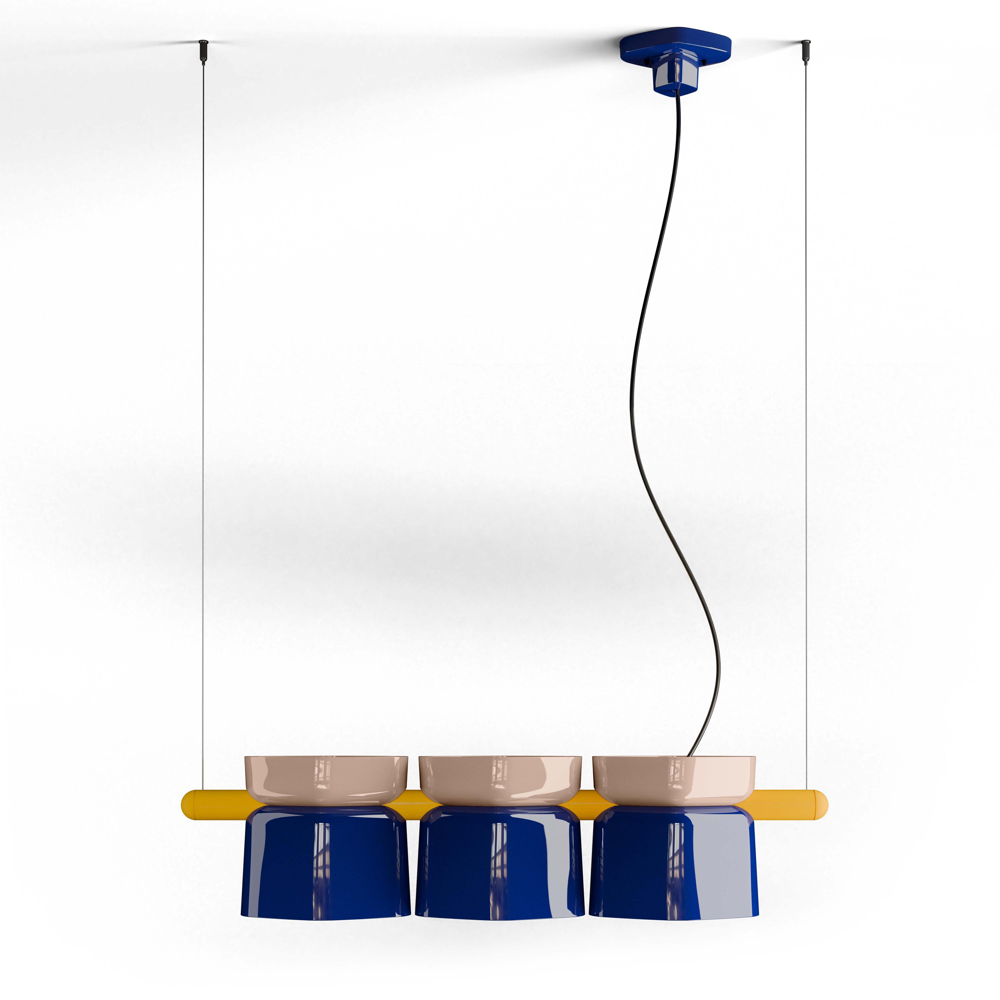 Lampa wisząca ceramiczna YAKITORI kobaltowy z beżowym i żółtym