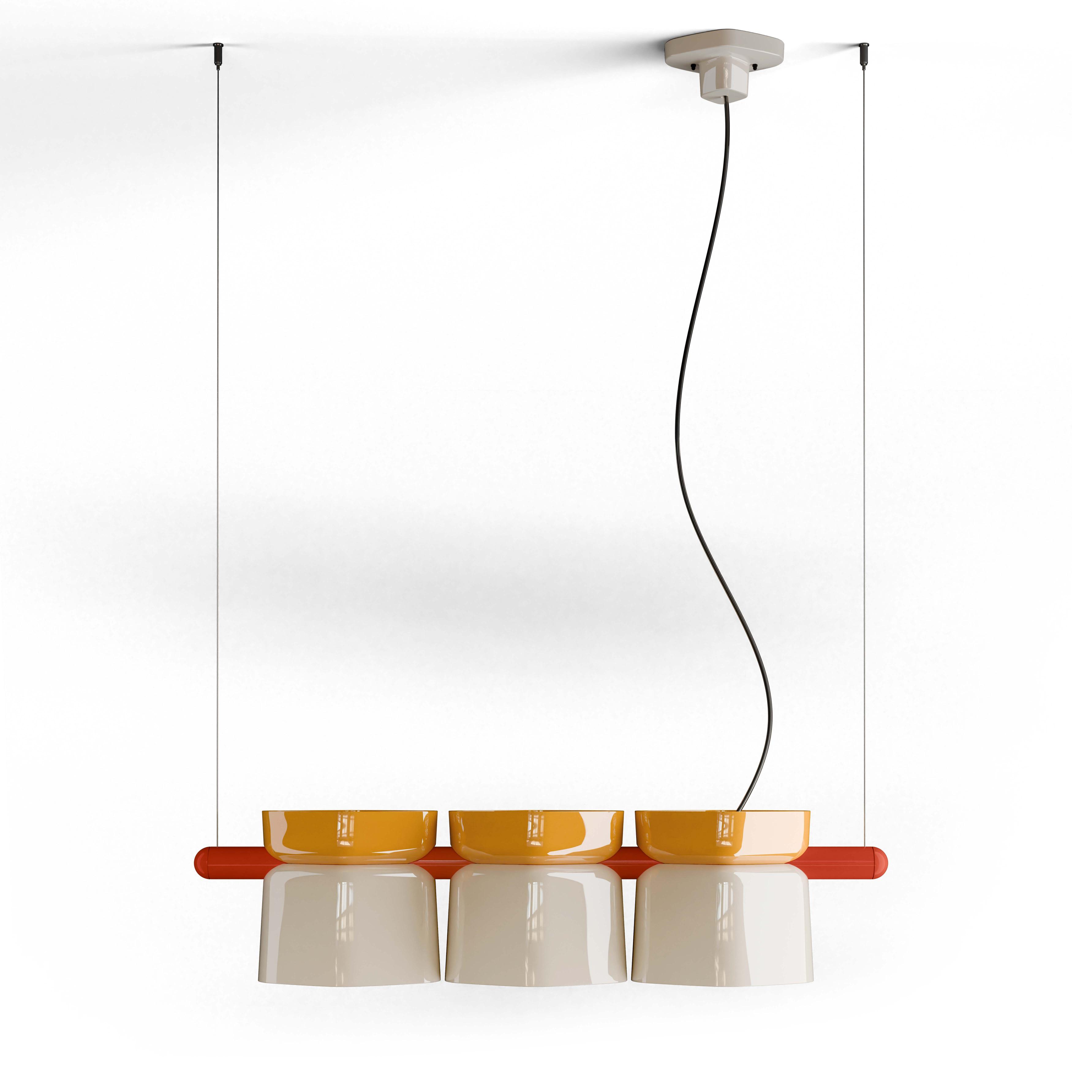Lampa wisząca ceramiczna YAKITORI kremowy z żółtym i pomarańczowym