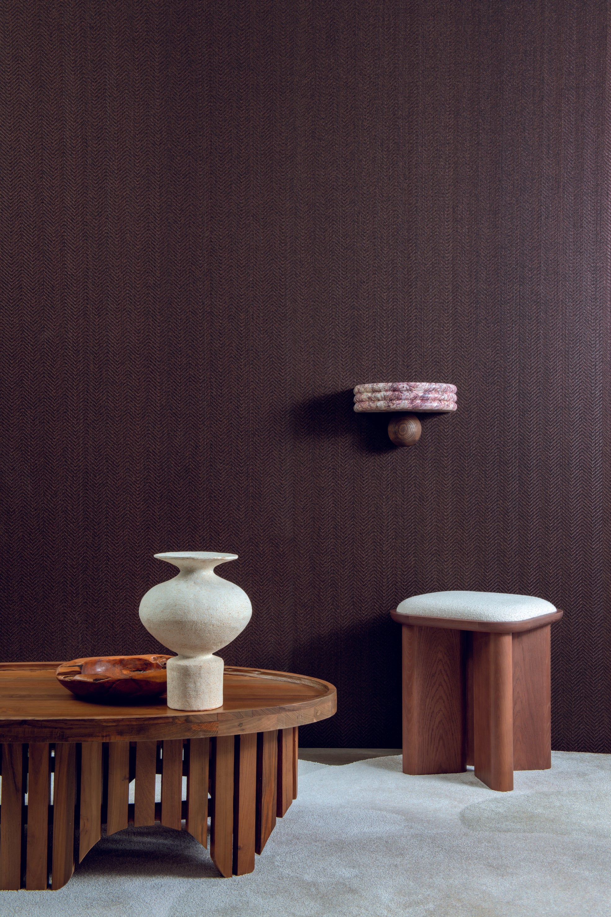 Structural paper wallpaper imitating raffia KASANE - BLACK white