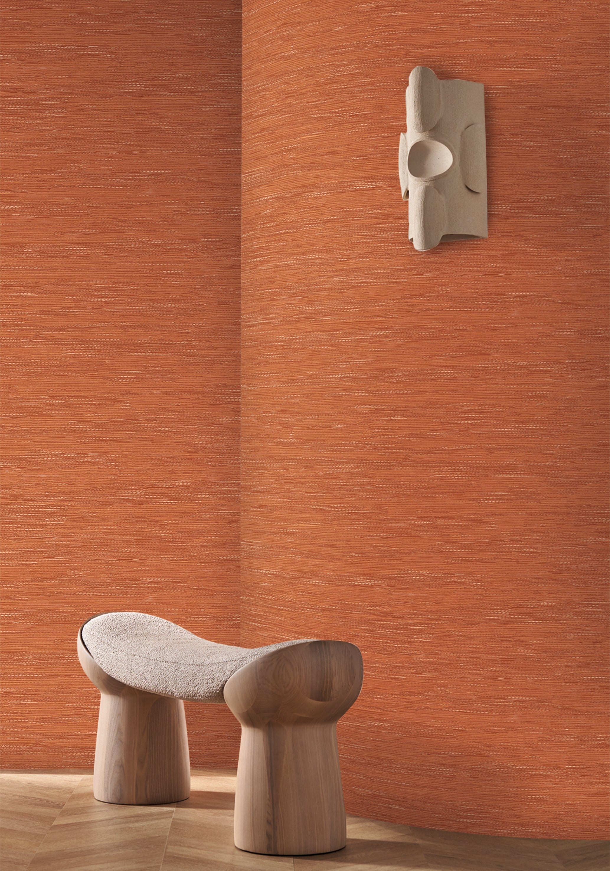 Tapeta imitująca tkaninę żakardową TATAMI - NUDE migdałowy koralowy