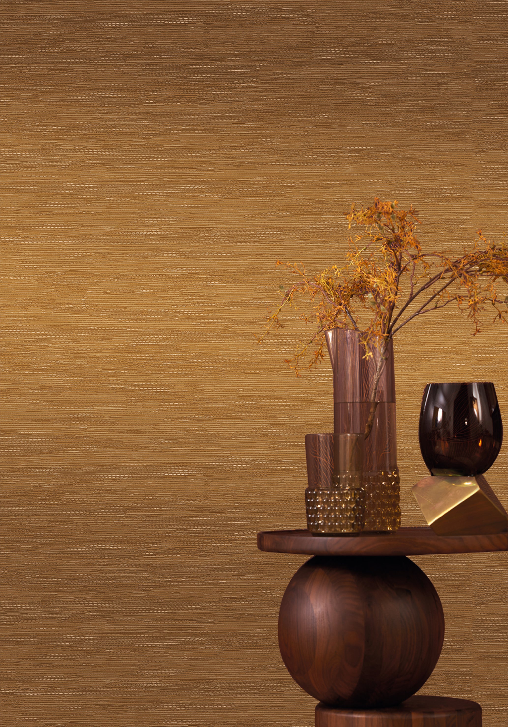 Strukturierte Tapete, die Jacquard-Stoff imitiert TATAMI - AMBRE bernsteinfarben