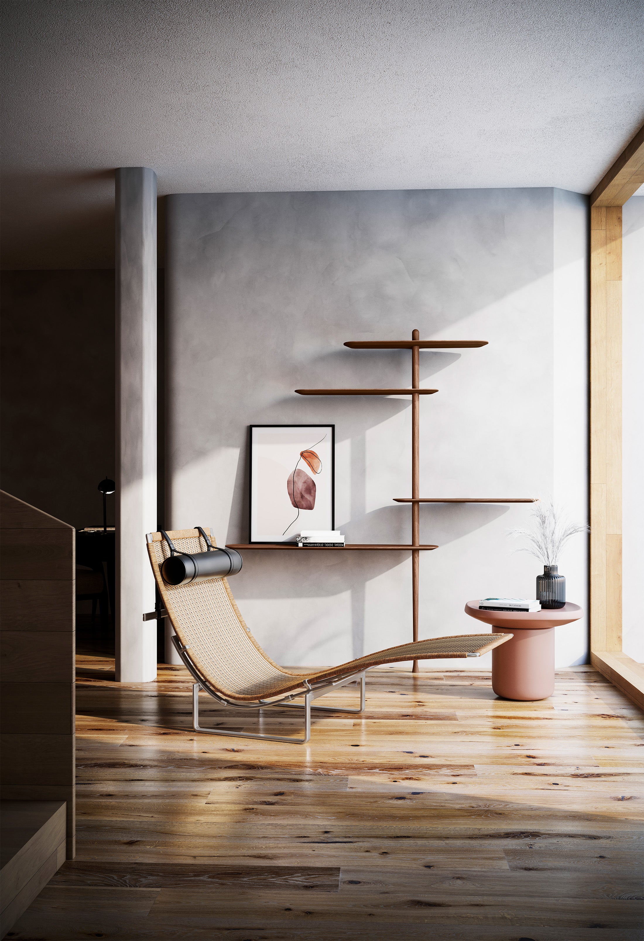 Regał UNICA - CONFIGURATION 08 czarny fornir jesionowy