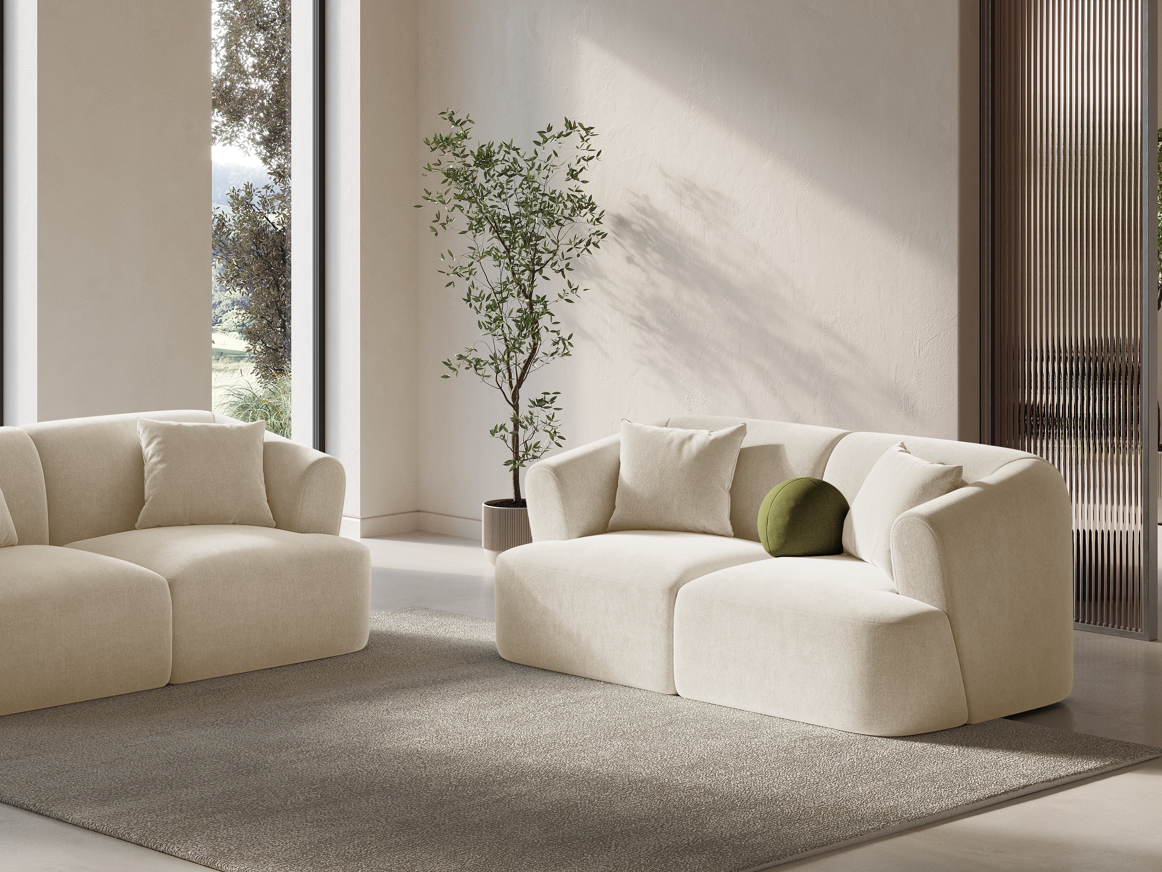 Velvet 2-Seater Sofa CAMPI Light Beige