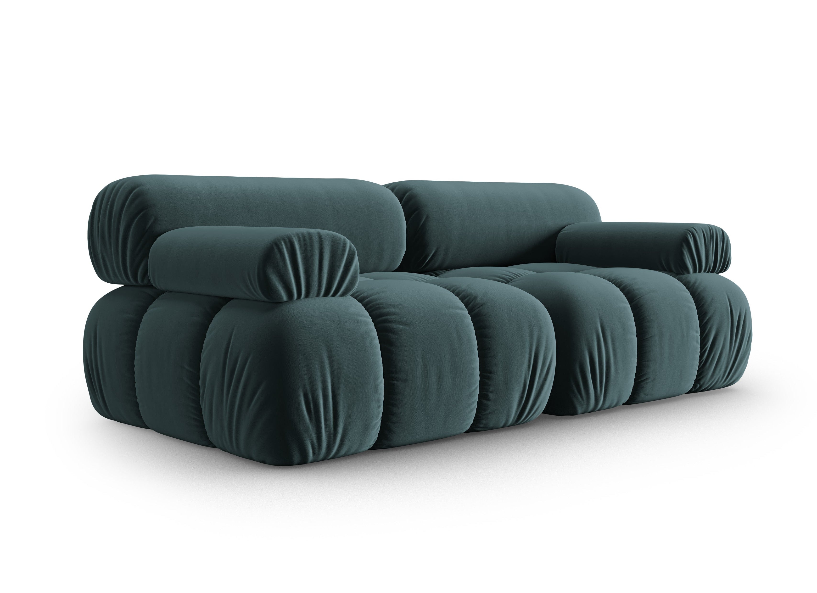 Sofa aksamitna 2-osobowa CORTINA turkusowy