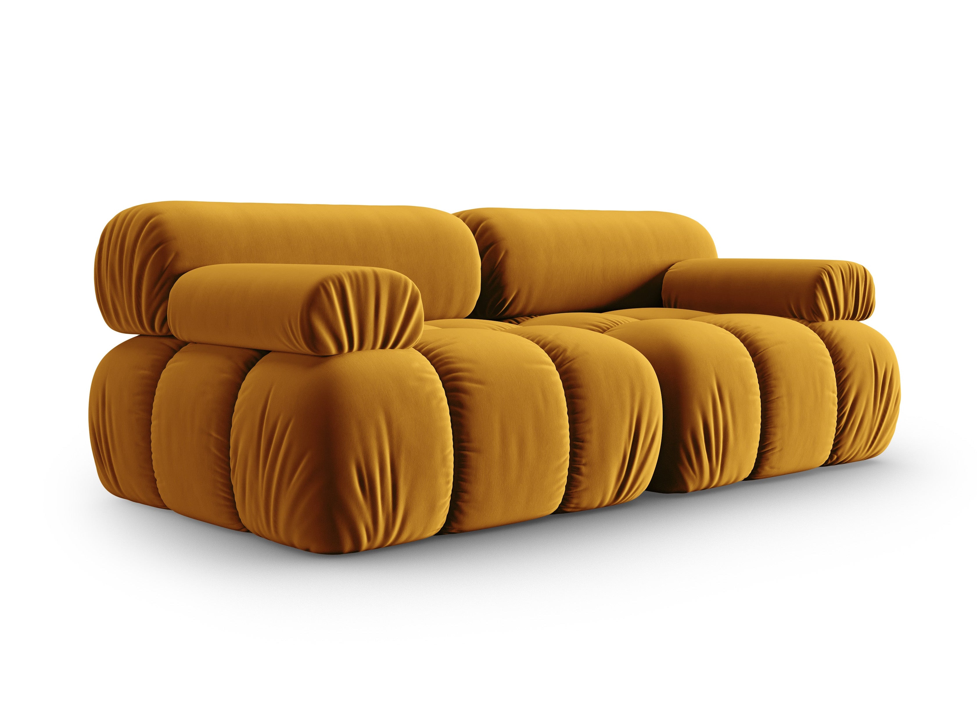 Sofa aksamitna 2-osobowa CORTINA żółty