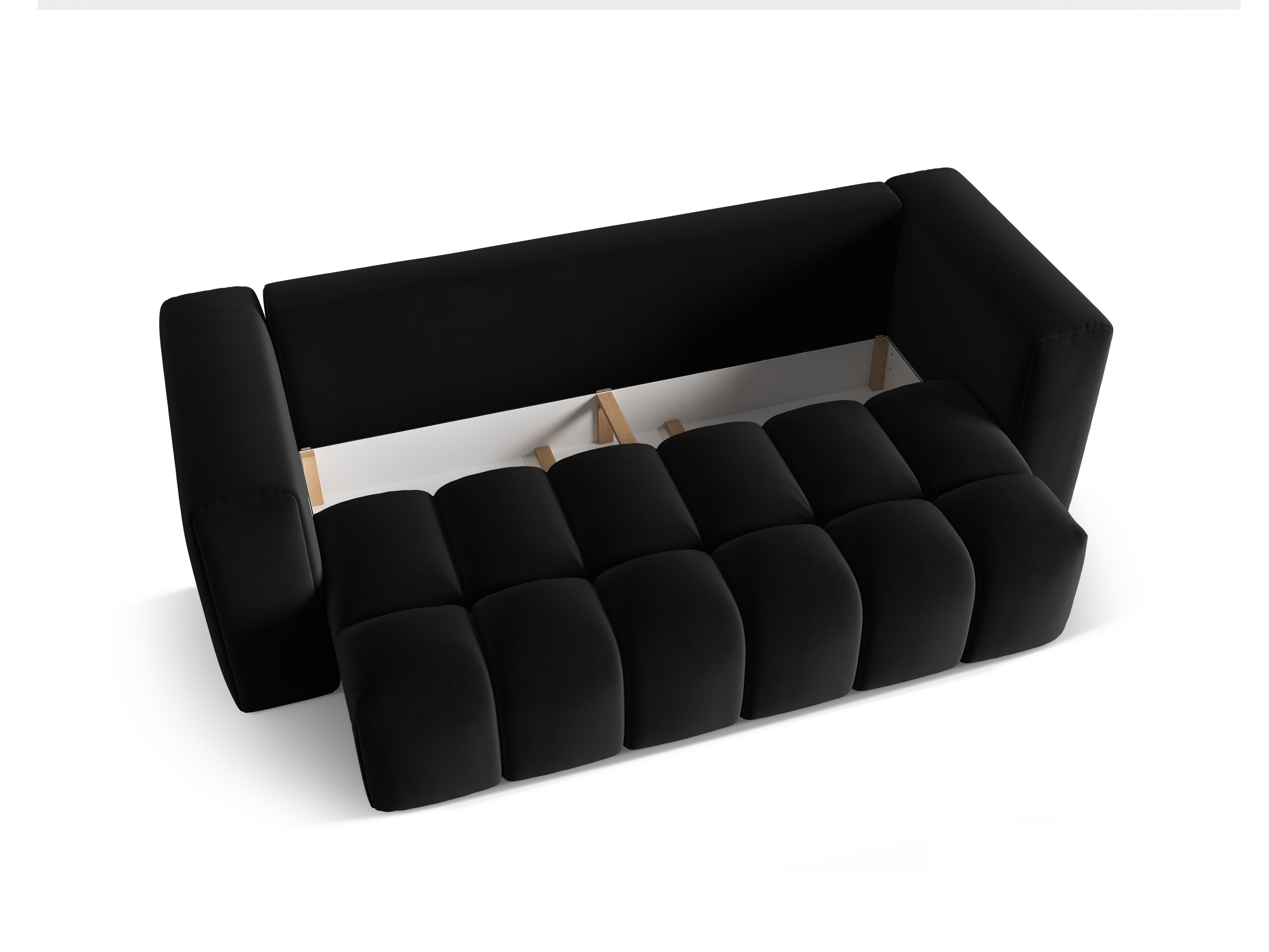 Sofa aksamitna 3-osobowa z funkcją spania VERONA czarny