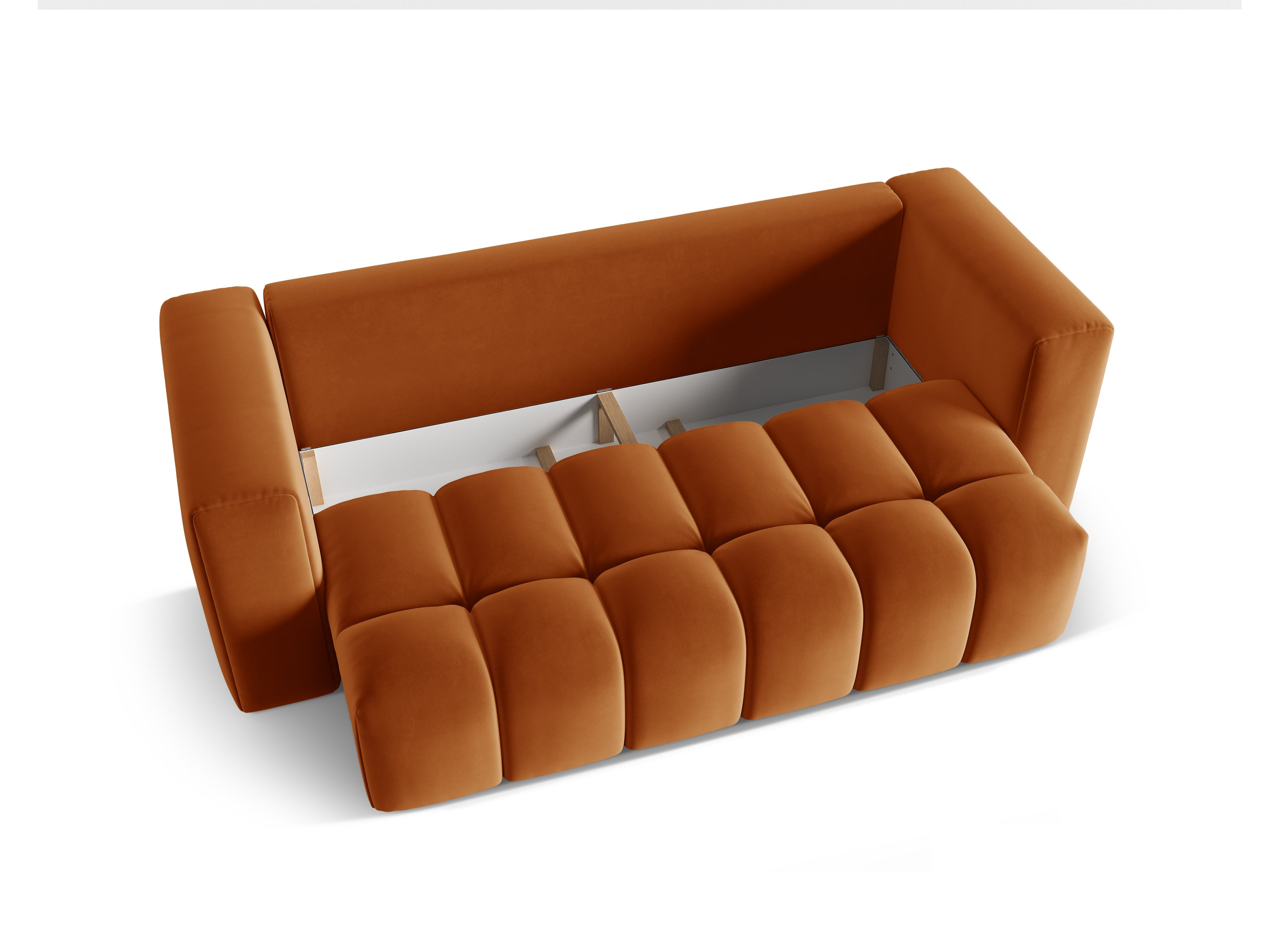 Sofa aksamitna 3-osobowa z funkcją spania VERONA ceglany – Cosmopolitan Design