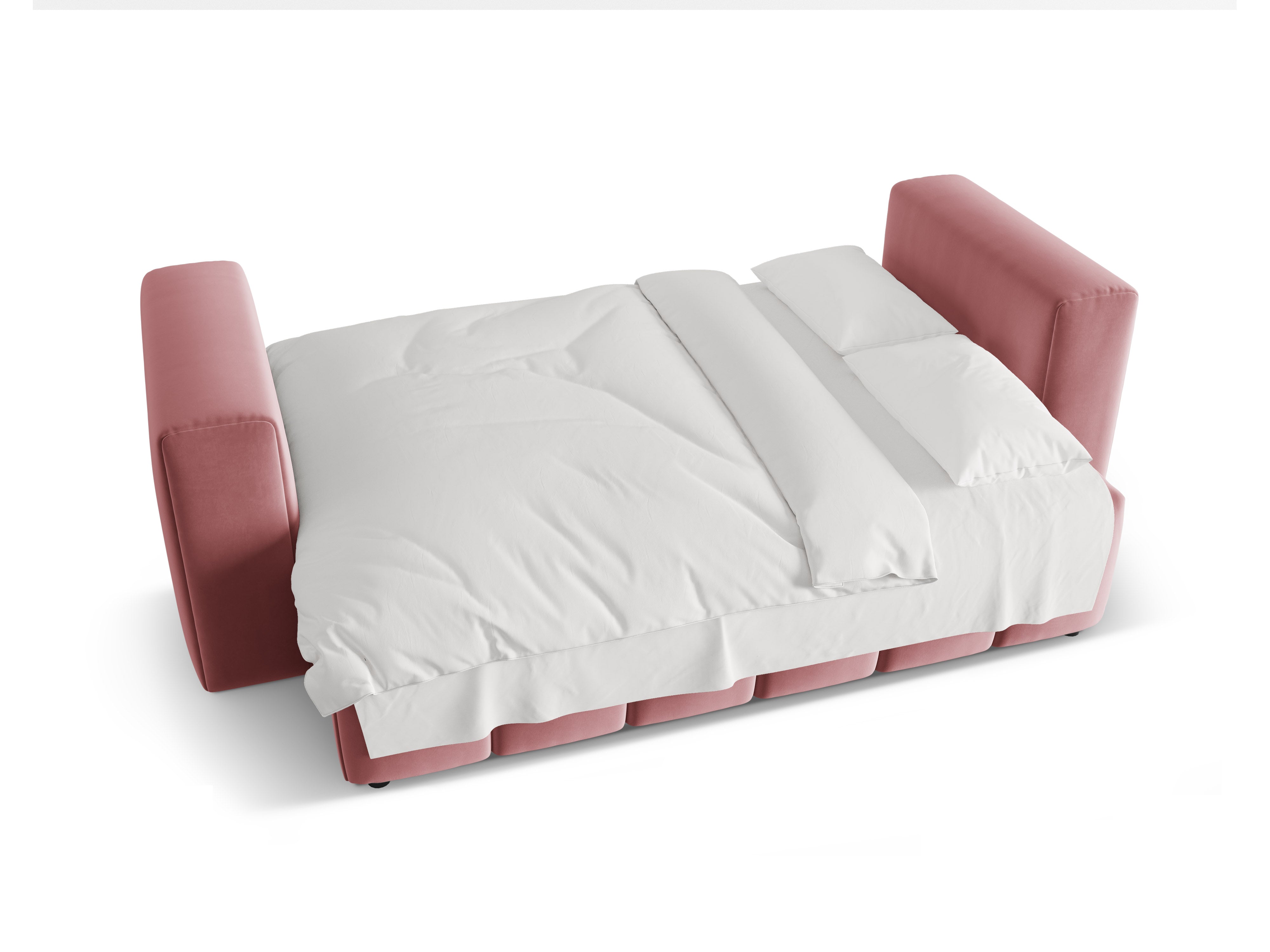 Sofa aksamitna 3-osobowa z funkcją spania VERONA różowy flamingo