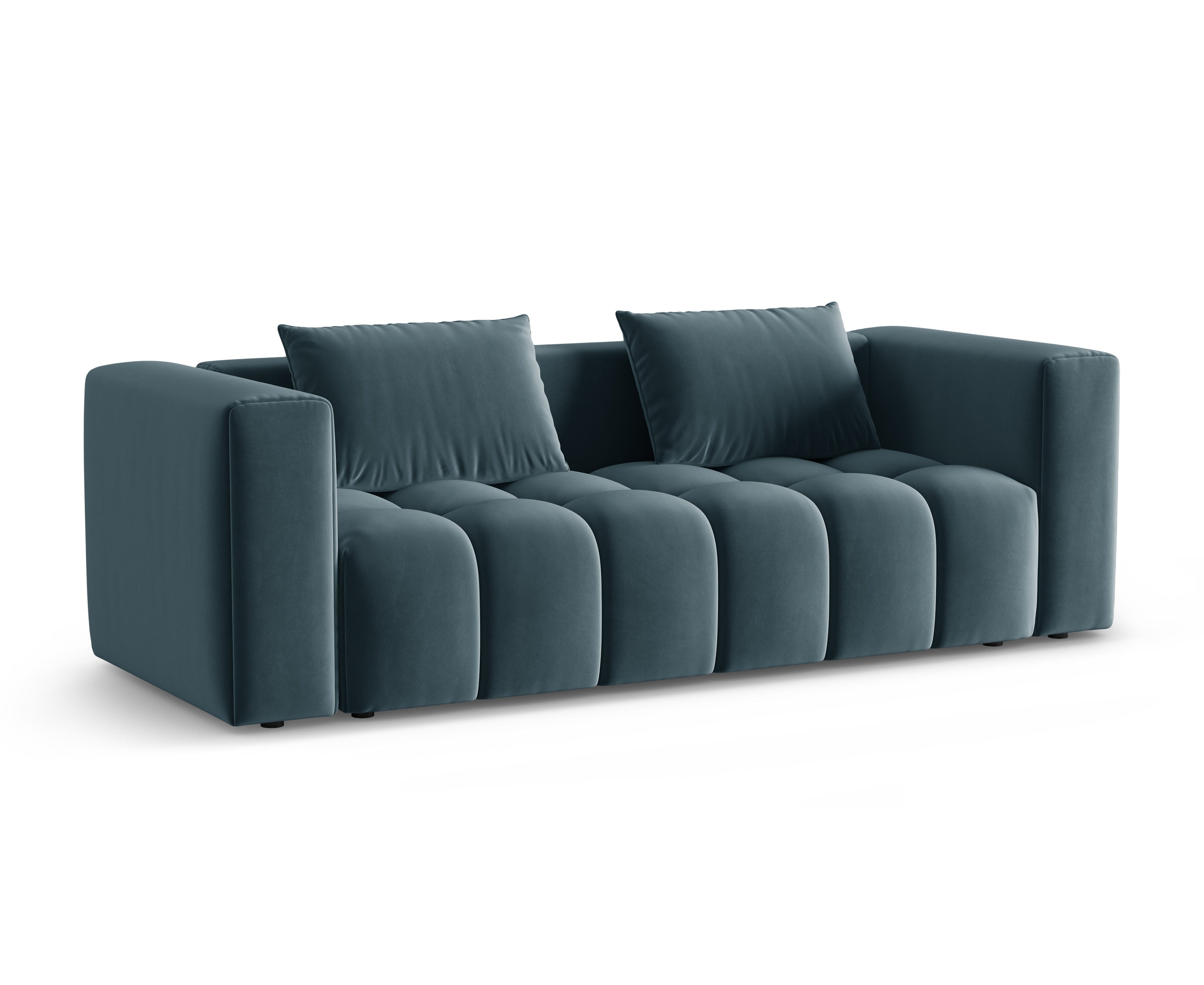 Sofa aksamitna 3-osobowa z funkcją spania VERONA niebieski