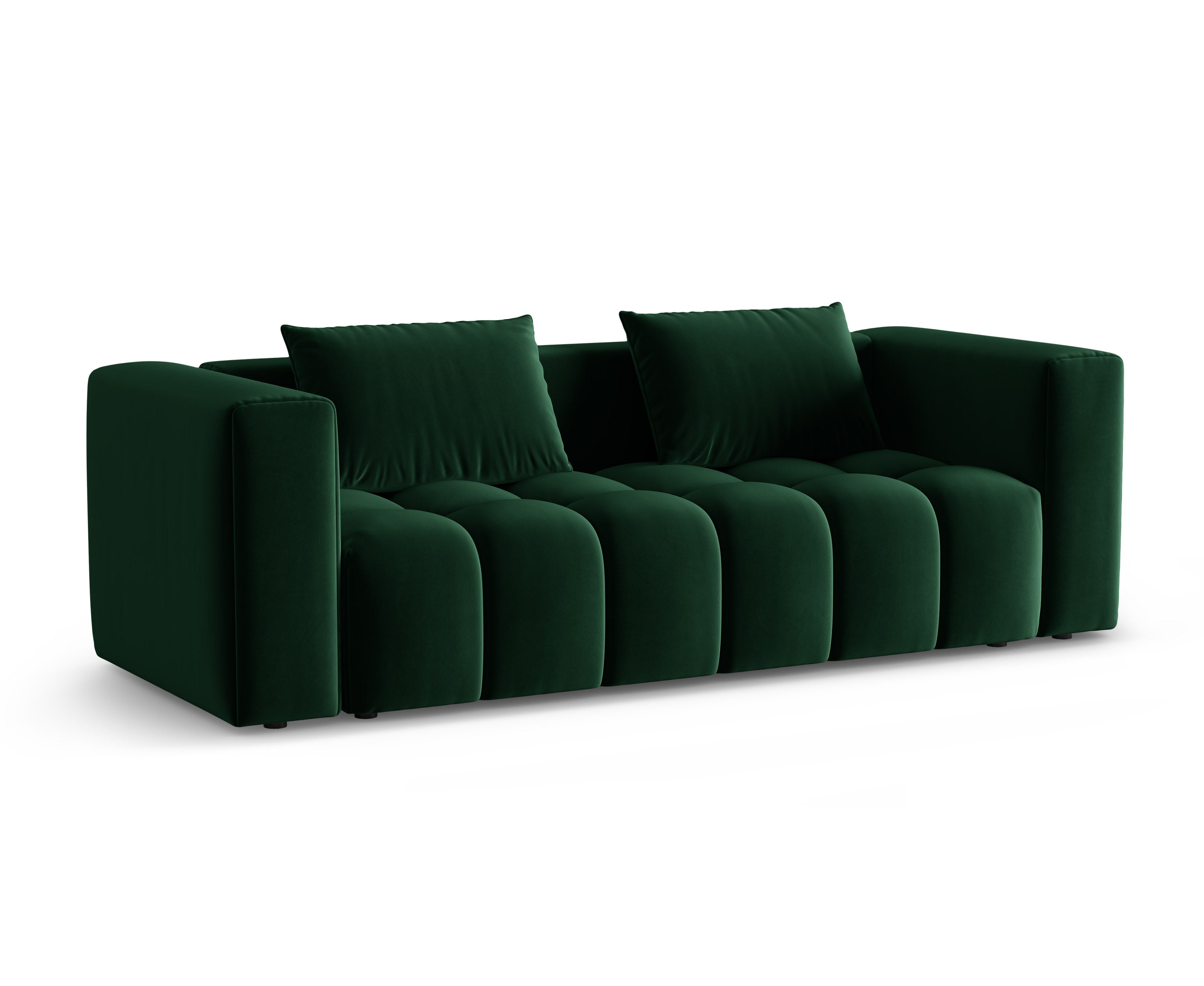 Sofa aksamitna 3-osobowa z funkcją spania VERONA butelkowy zielony