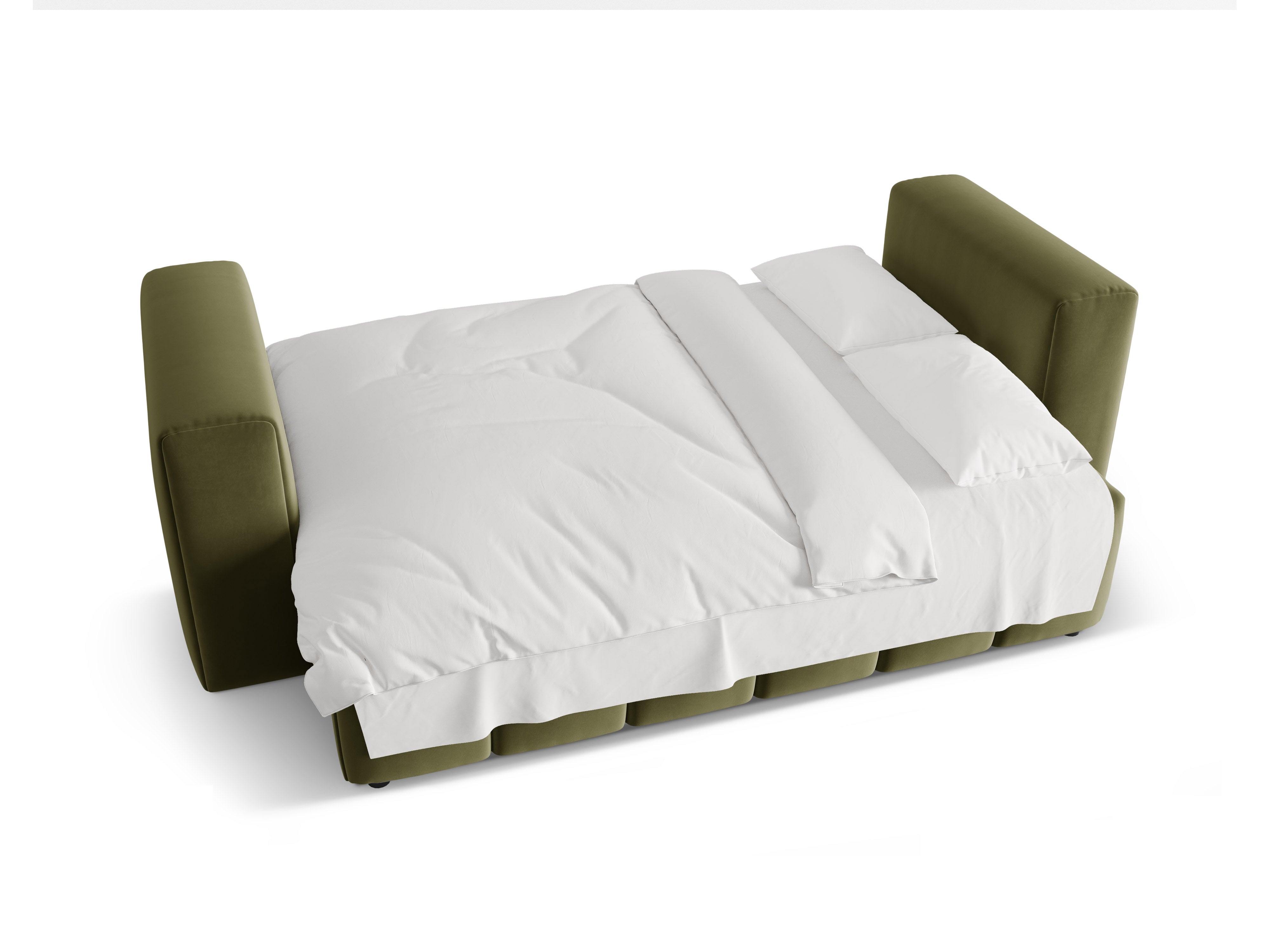 Sofa aksamitna 3-osobowa z funkcją spania VERONA jasny zielony – Cosmopolitan Design