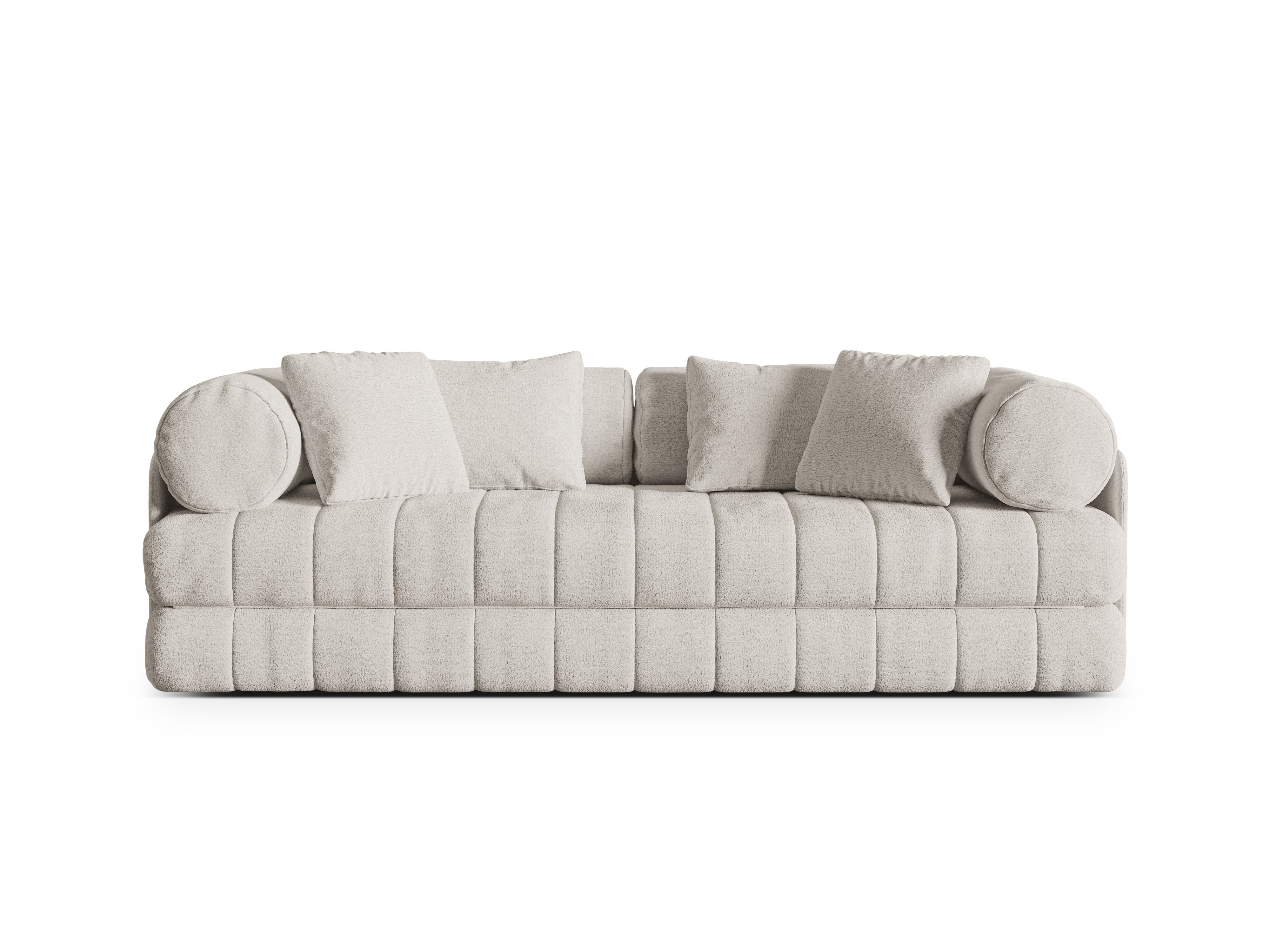 Sofa 3-osobowa z funkcją spania KEMI kremowy bouclé