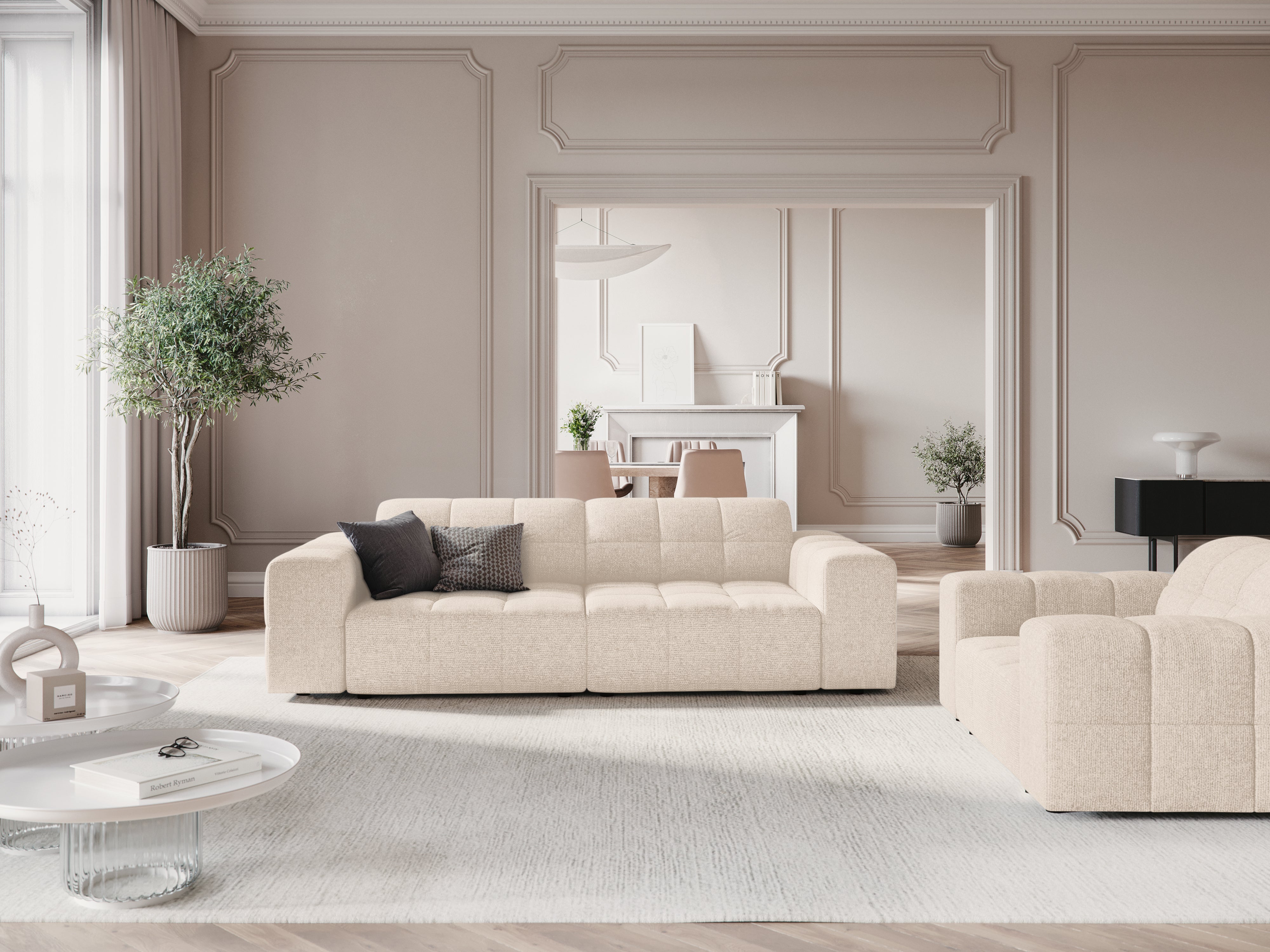Sofa 3-osobowa CHICAGO jasnobeżowy szenil