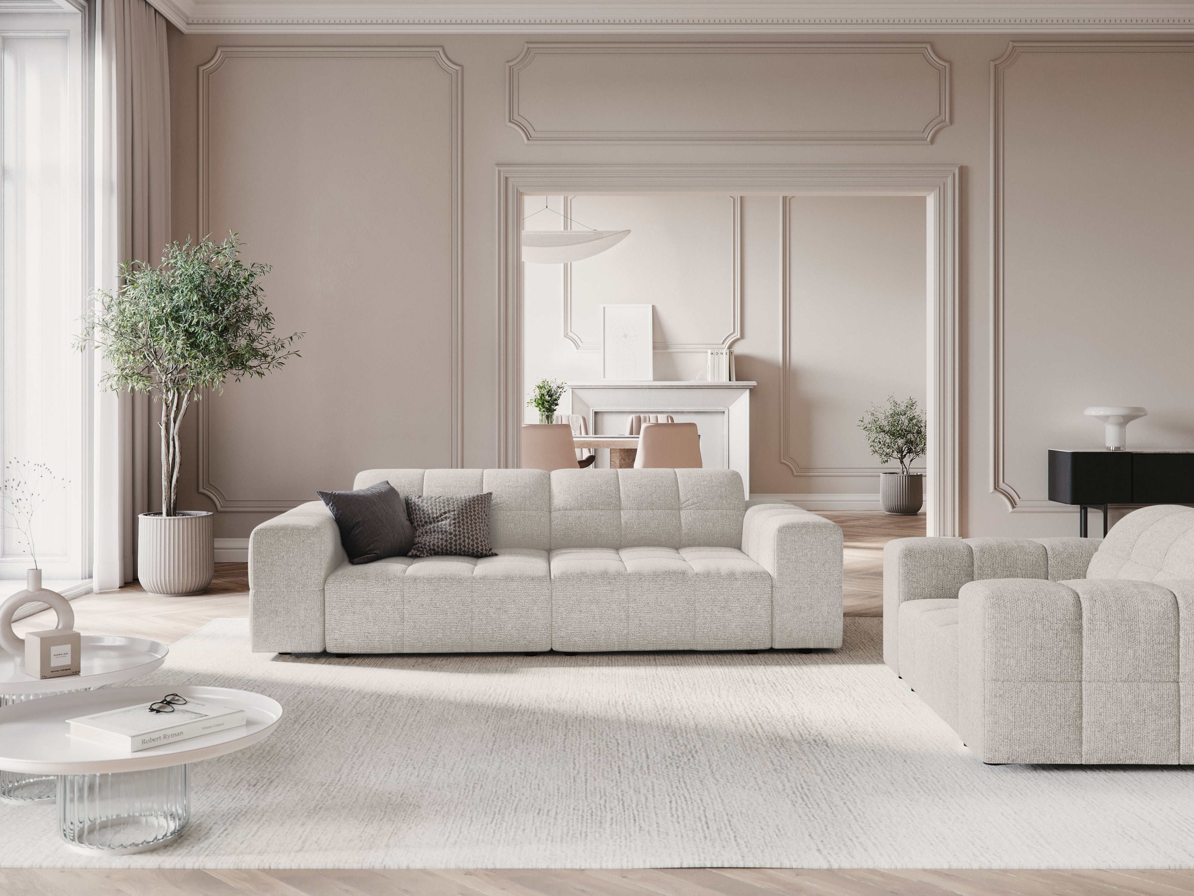 Sofa 3-osobowa CHICAGO jasnoszary szenil