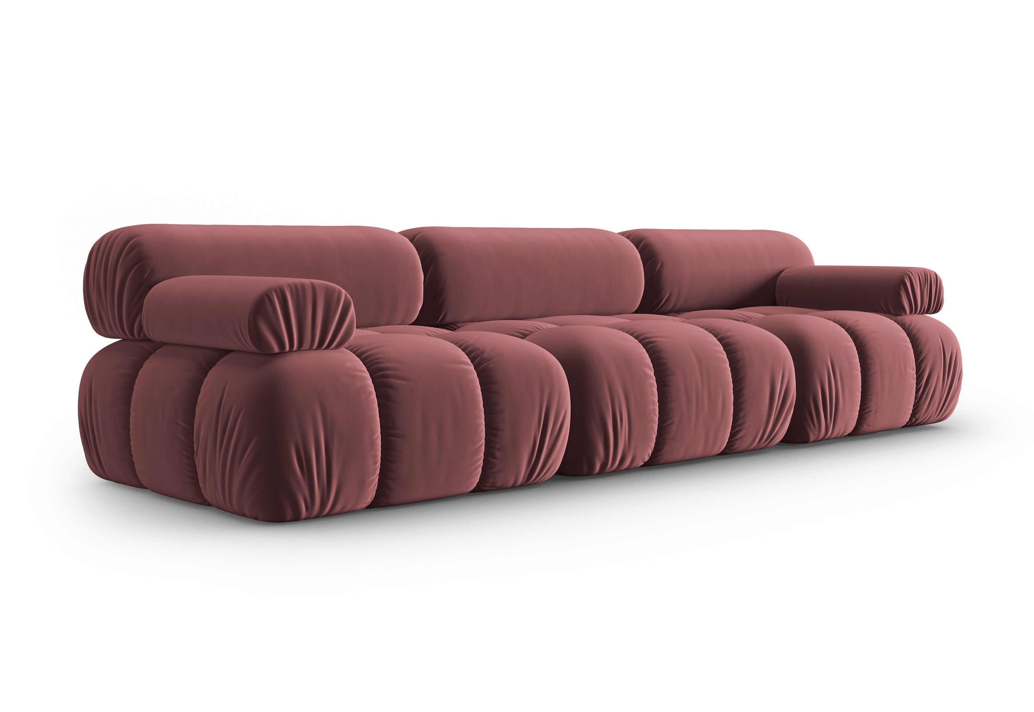 Sofa aksamitna 3-osobowa CORTINA różowy
