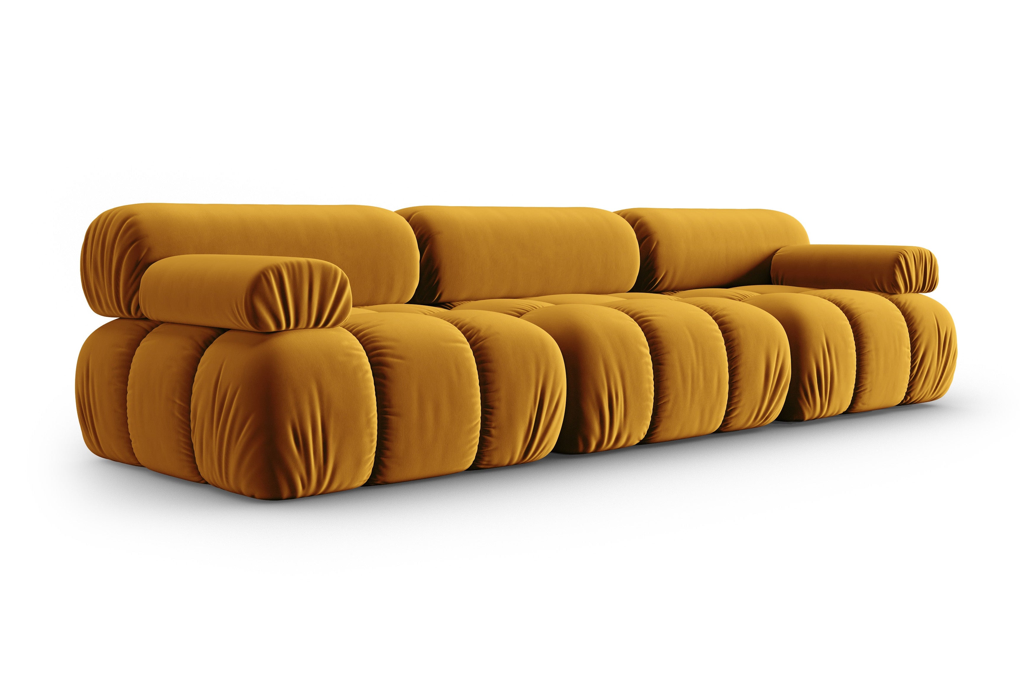 Sofa aksamitna 3-osobowa CORTINA żółty