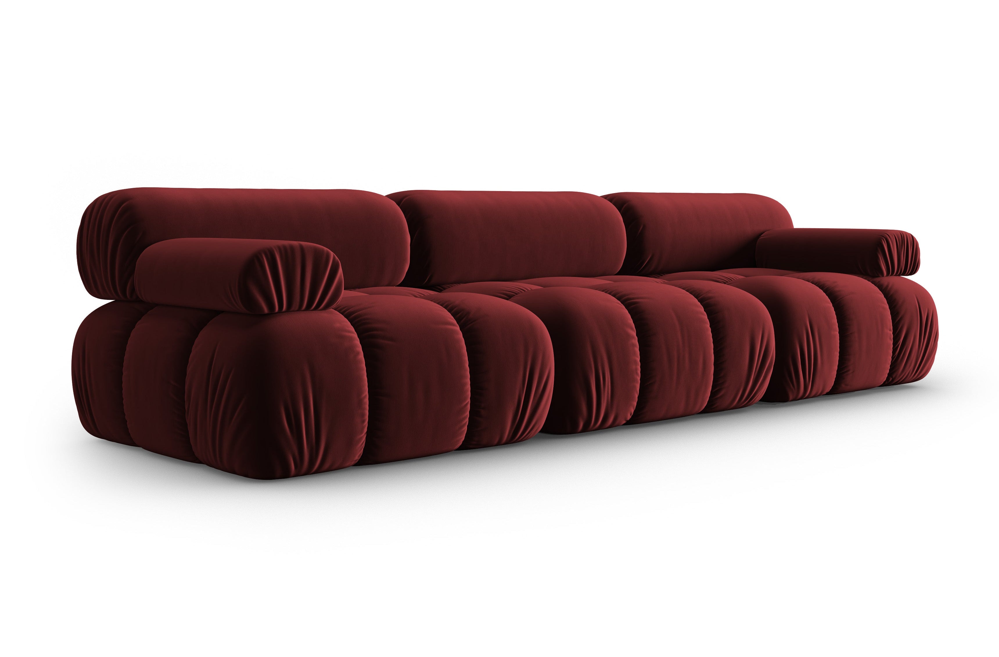 Sofa aksamitna 3-osobowa CORTINA winny czerwony