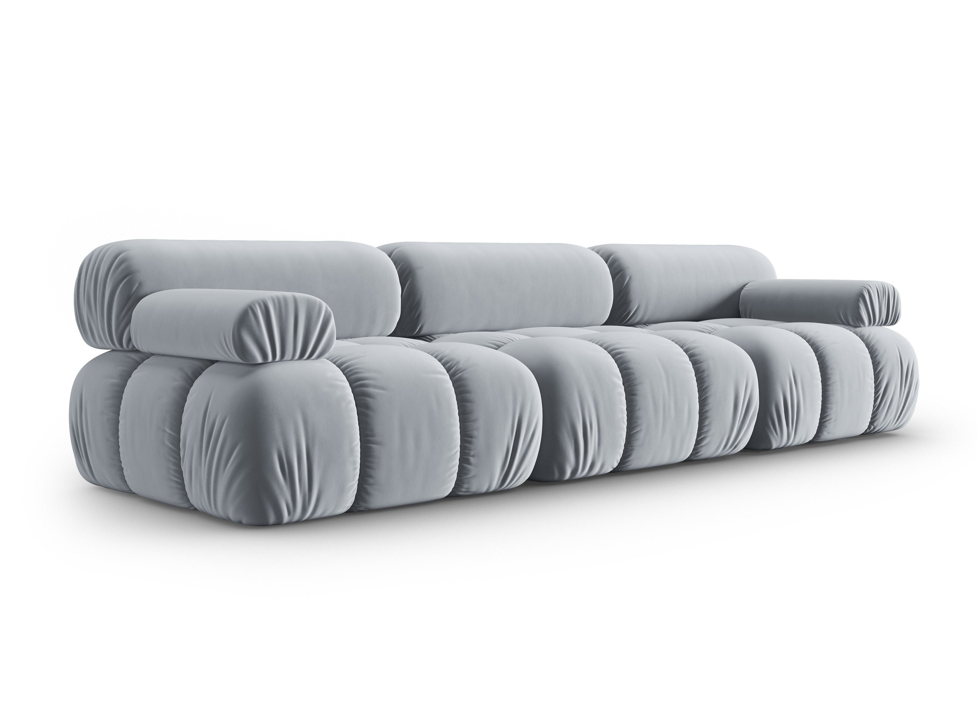 Sofa aksamitna 3-osobowa CORTINA błękitny