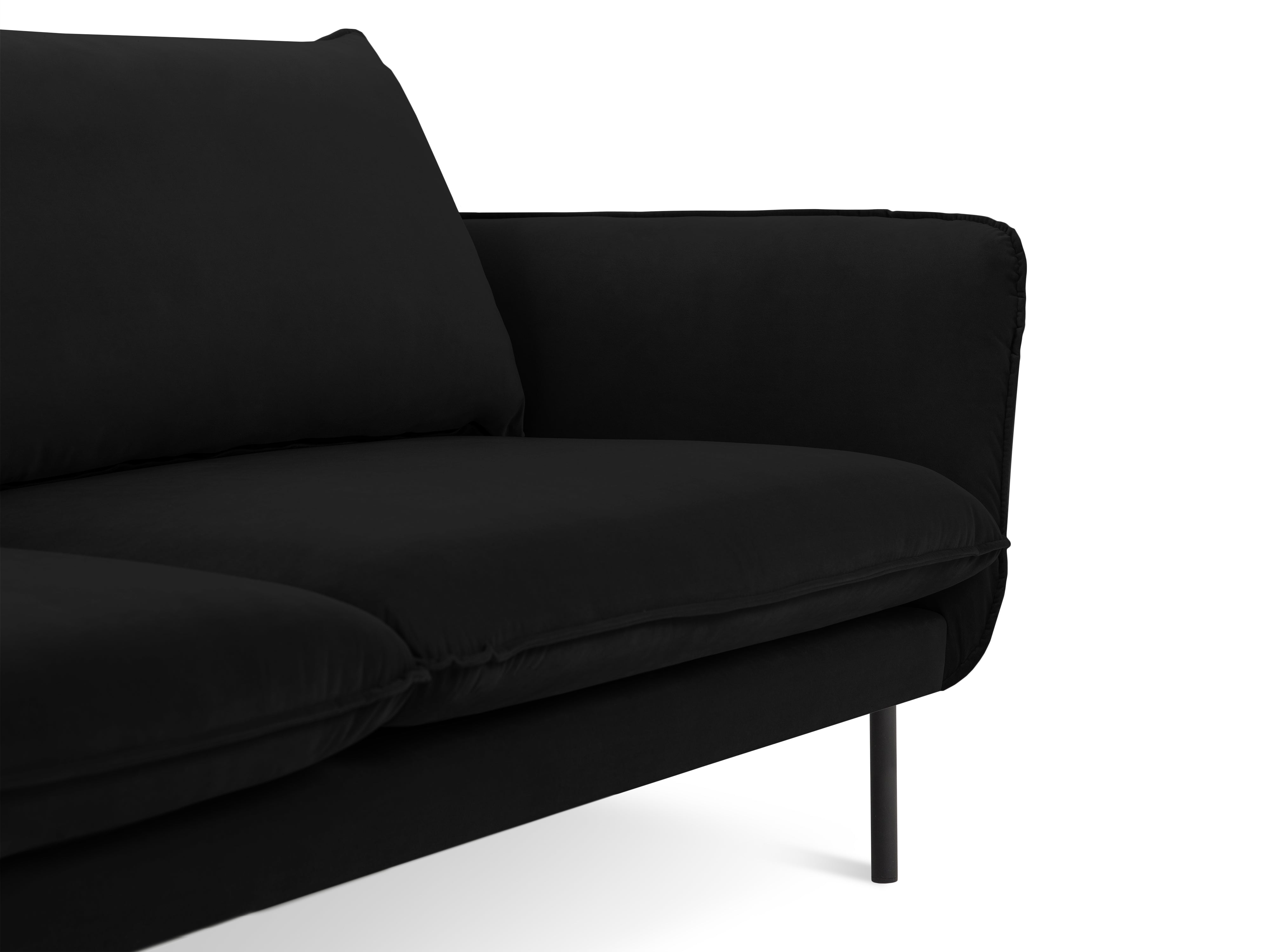 Velvet sofa 3-seater VIENNA black with black base