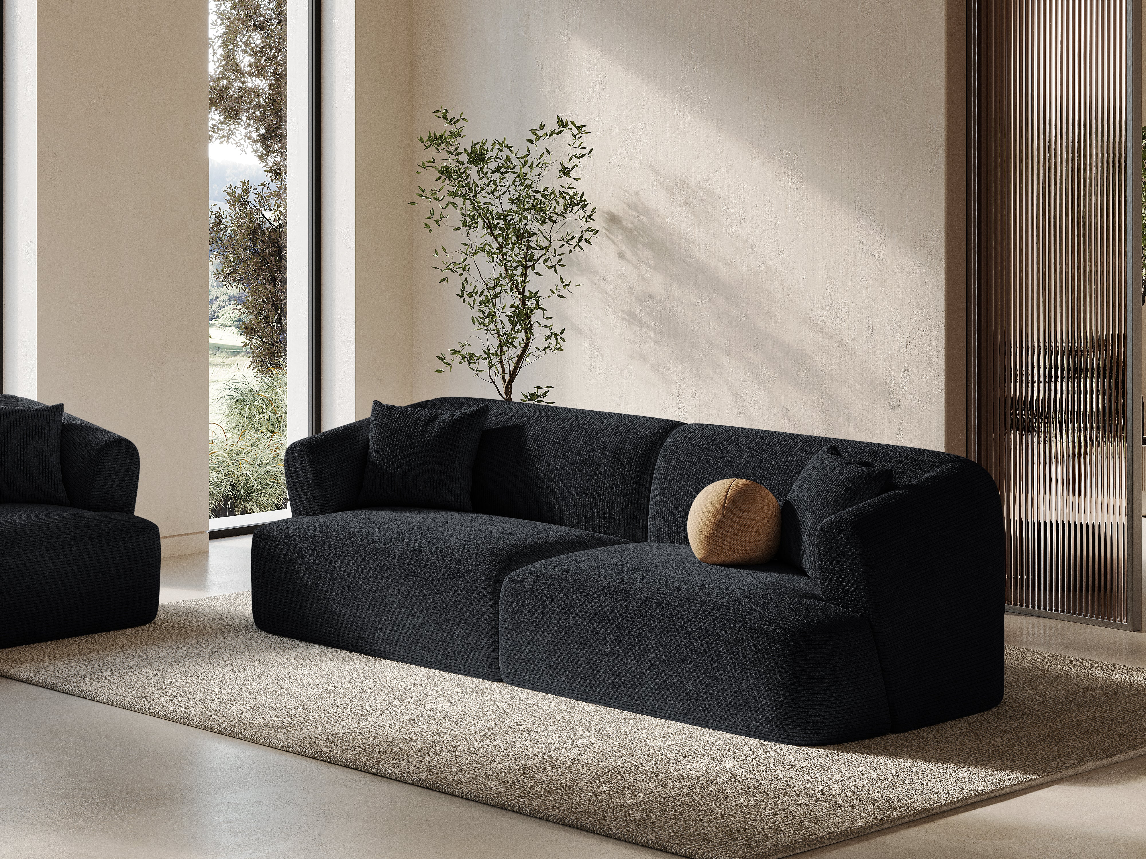 Sofa 4-osobowa CAMPI czarny sztruks