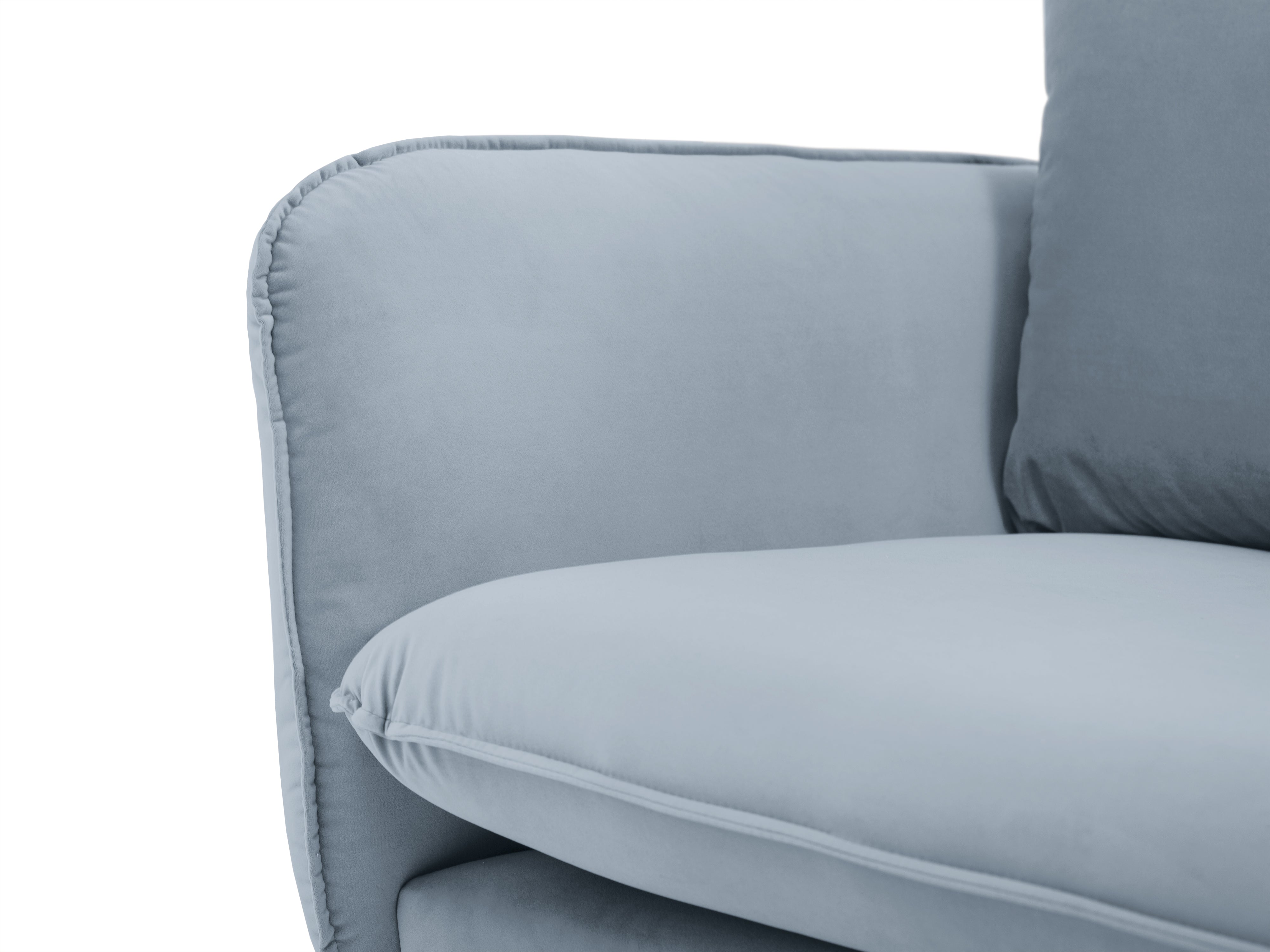 Velvet sofa for 4 people VIENNA light blue with black base