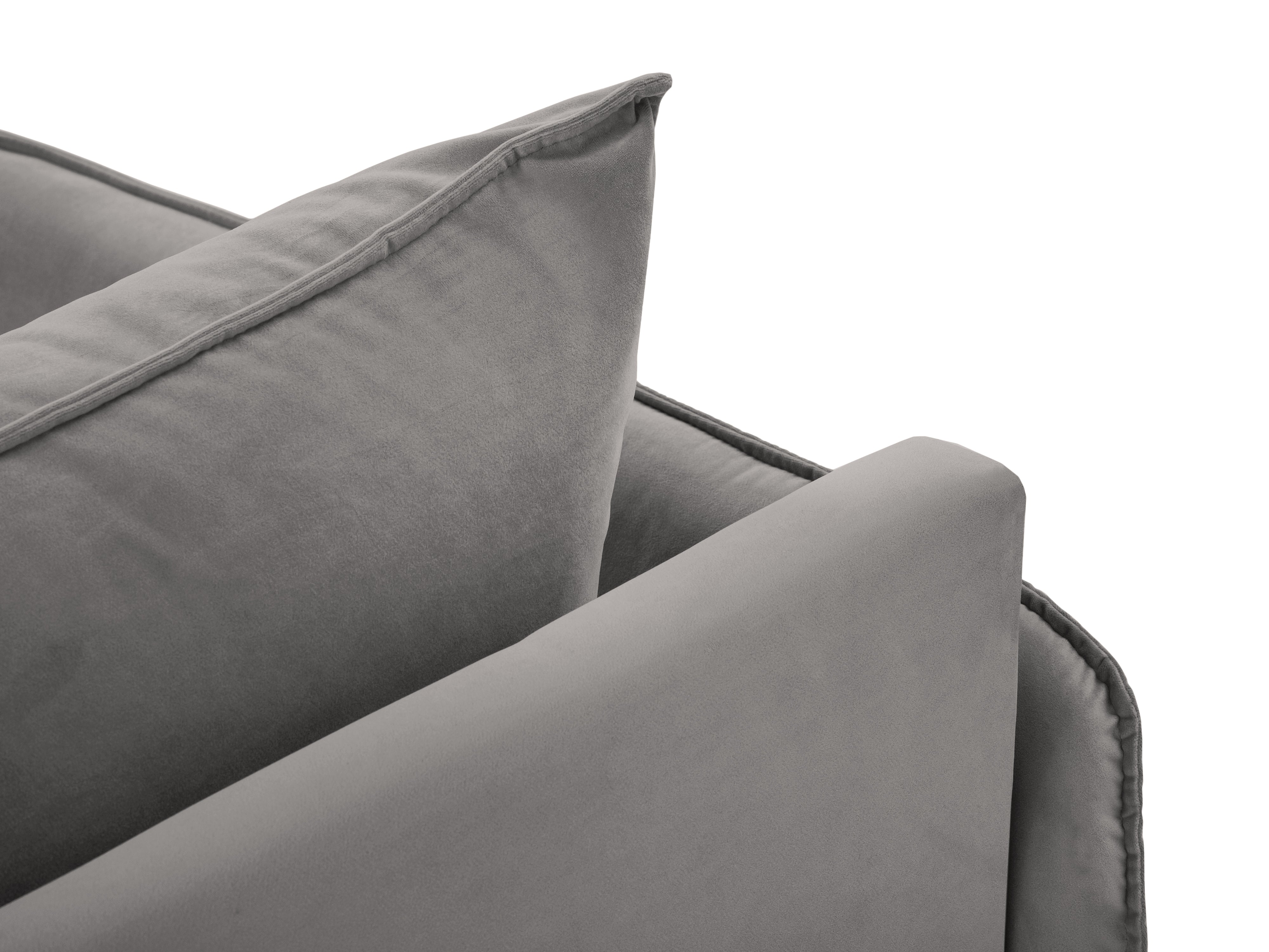 Sofalängssofa aus Samt links VIENNA hellgrau mit schwarzem Gestell