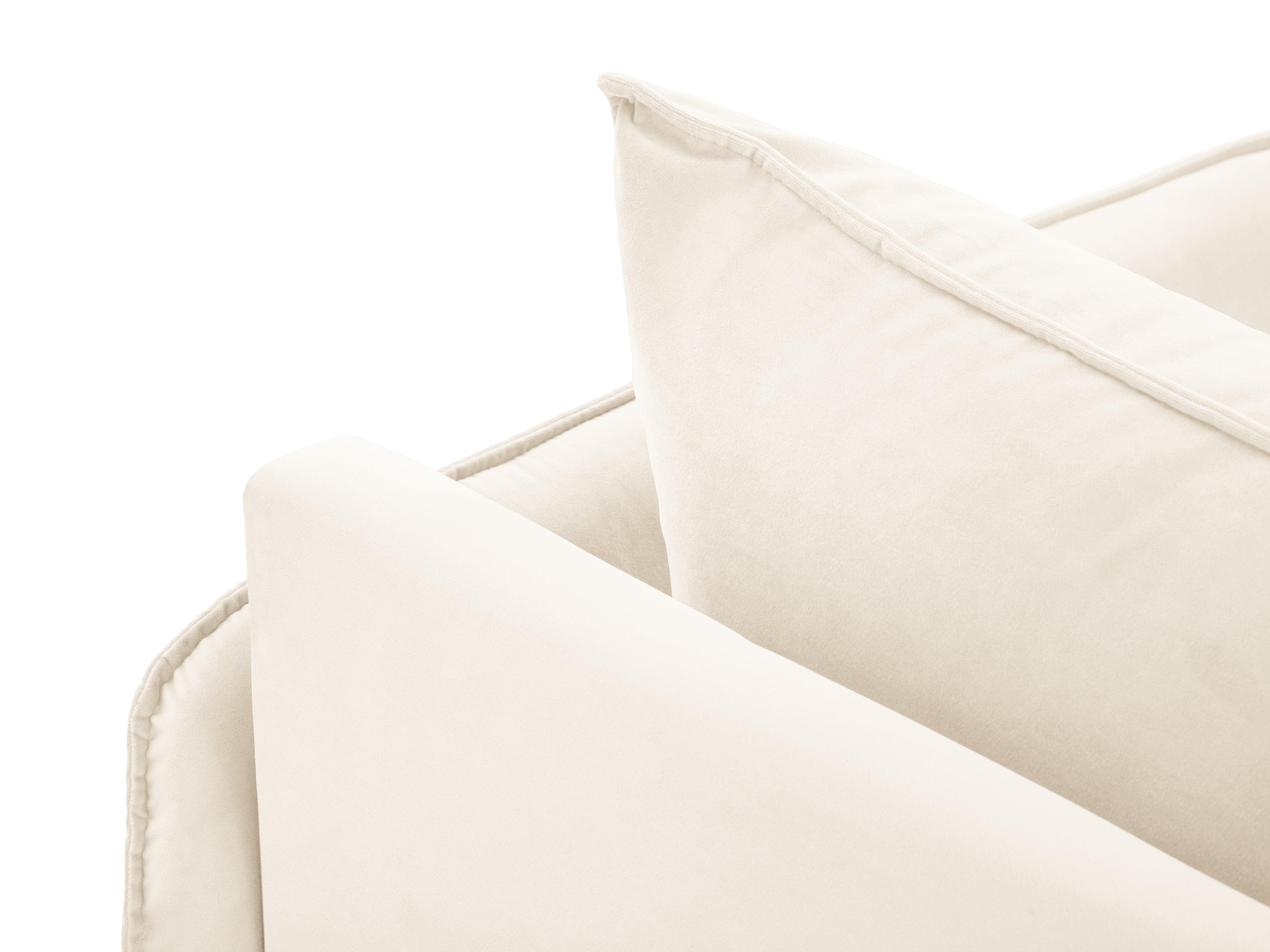 Sofa panoramisch samtig für 6 Personen VIENNA hellbeige mit goldenem Fuß