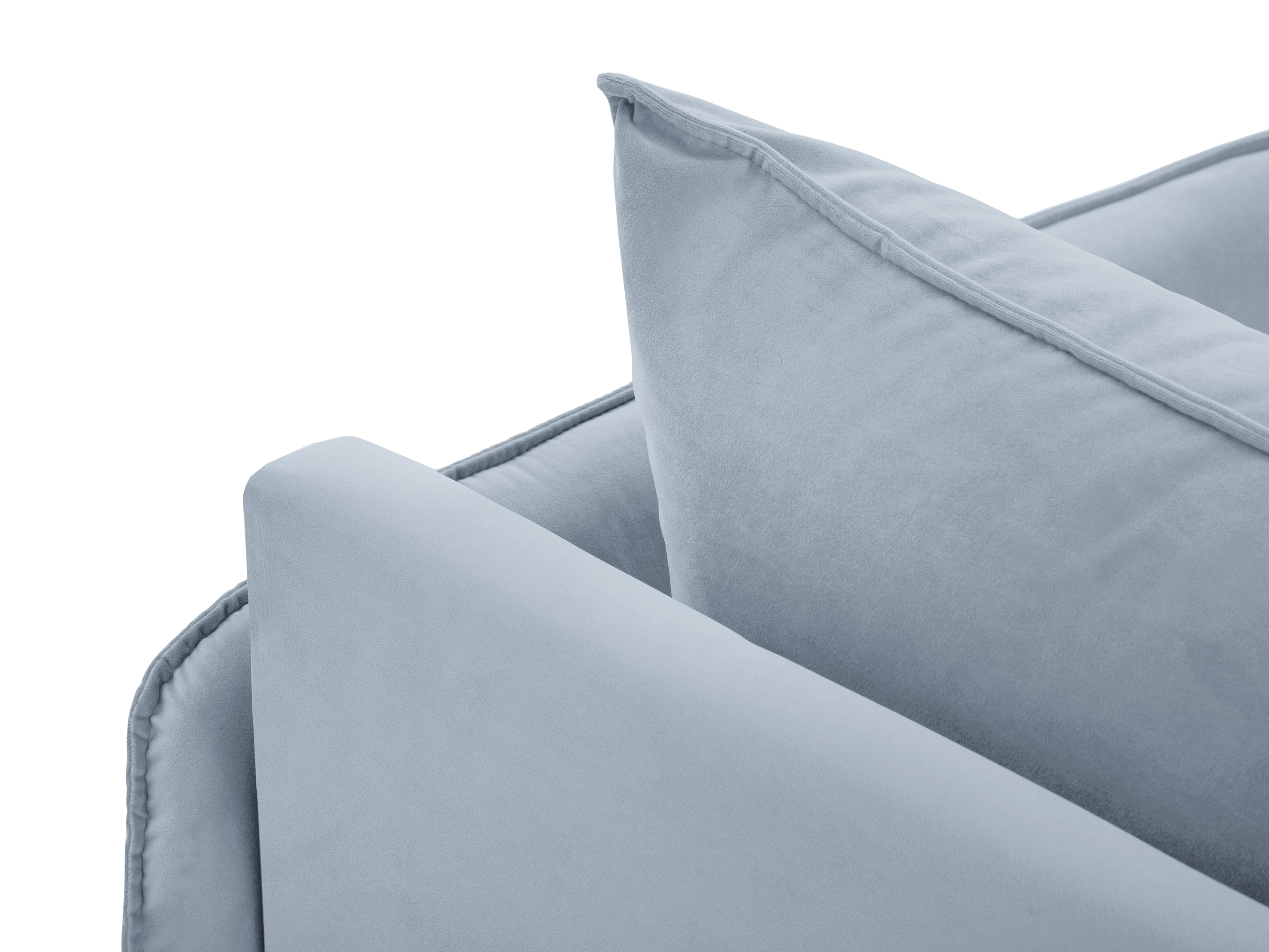 VIENNA Light Blue Velvet 6-Seater Panoramic Sofa with Black Base