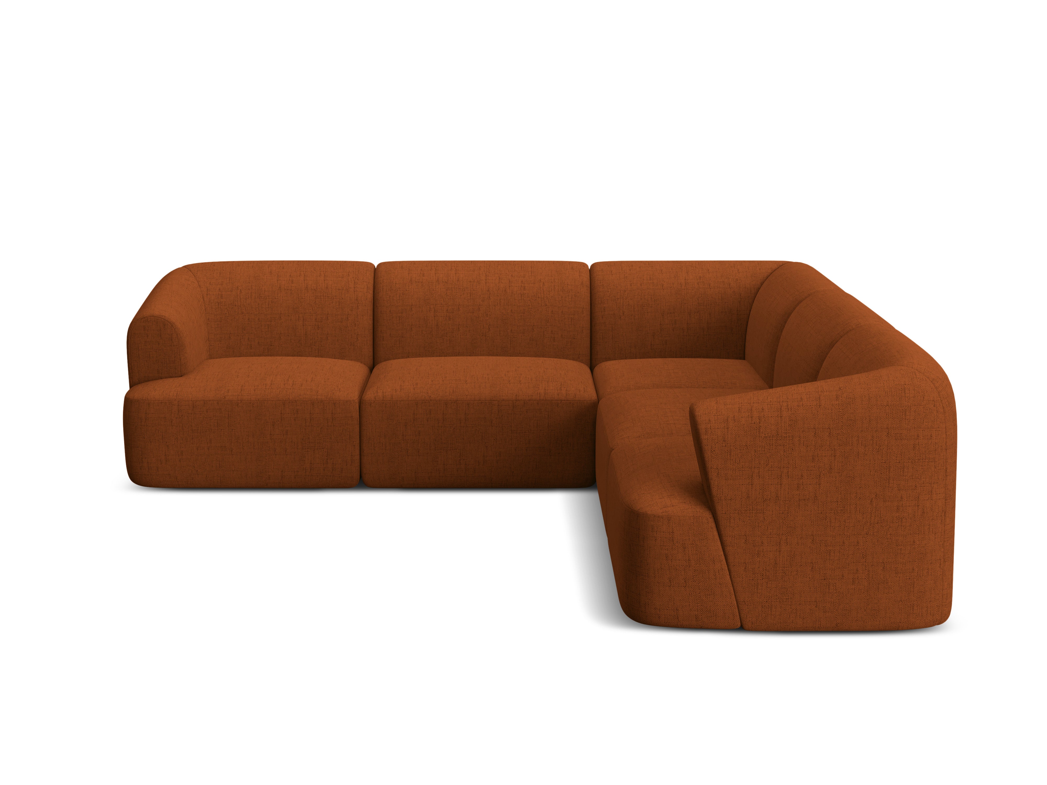 Symmetrische 4-Sitzer-Couch CAMPI ziegelrotes Chenille