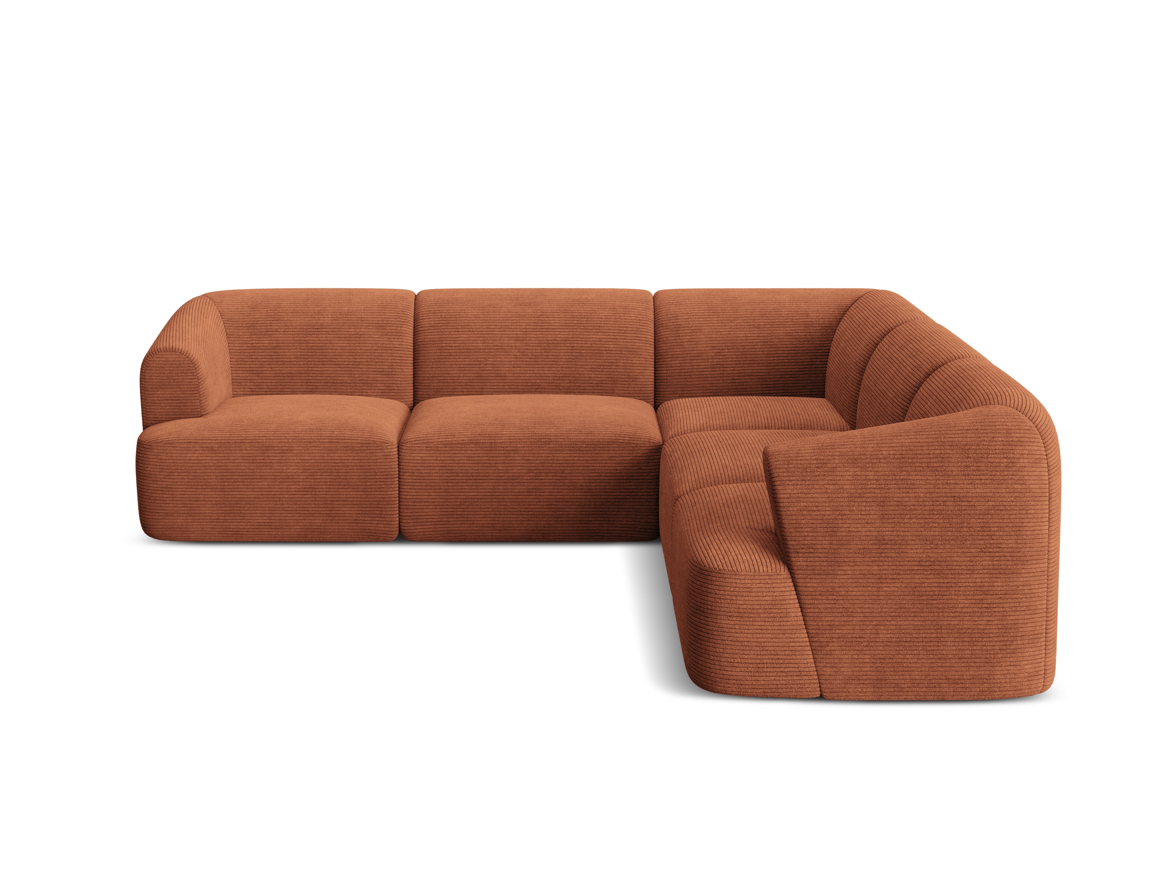 Symmetrische 4-Sitzer-Couch CAMPI ziegelrotes Cord