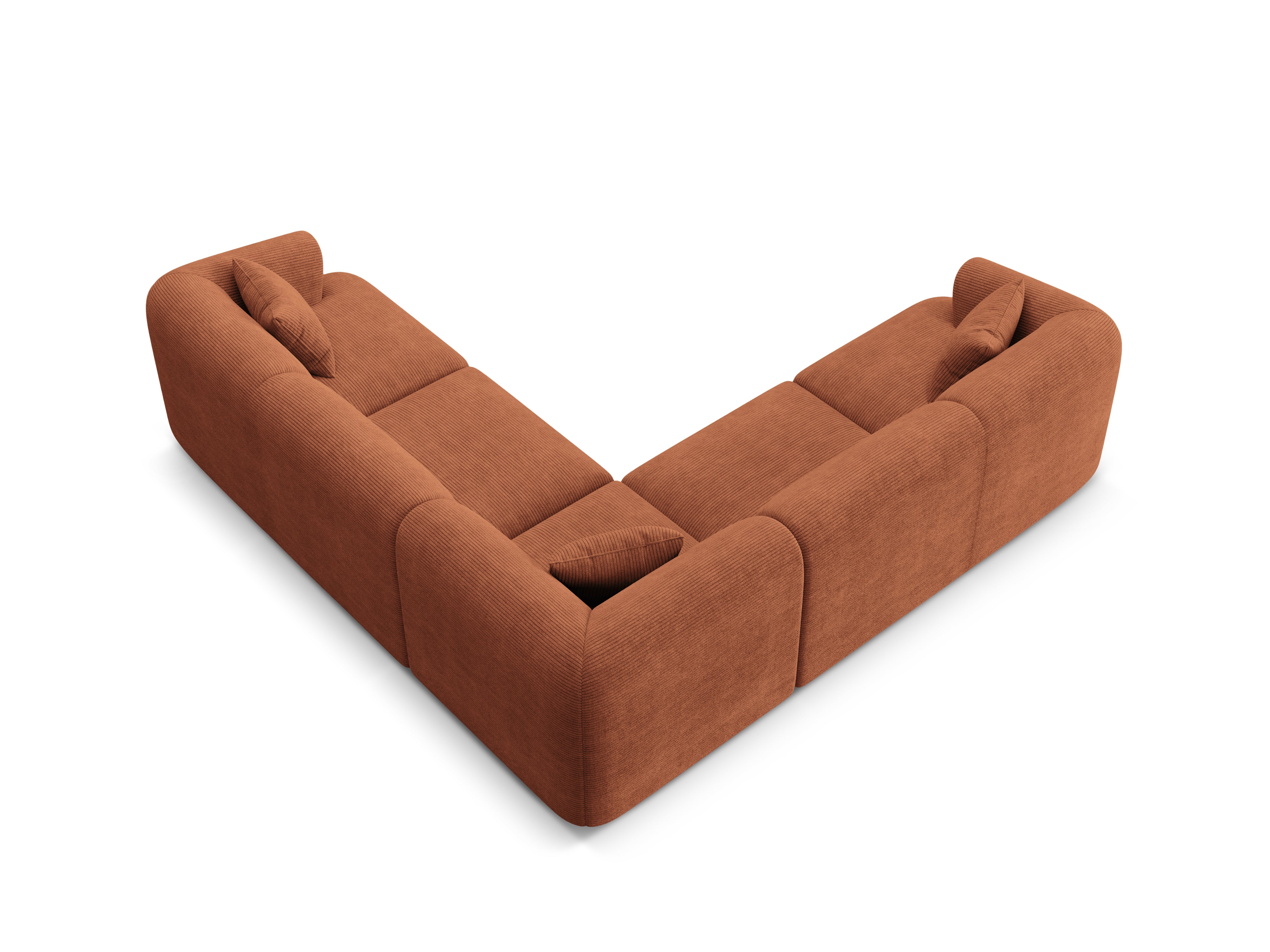 Symmetrische 4-Sitzer-Couch CAMPI ziegelrotes Cord