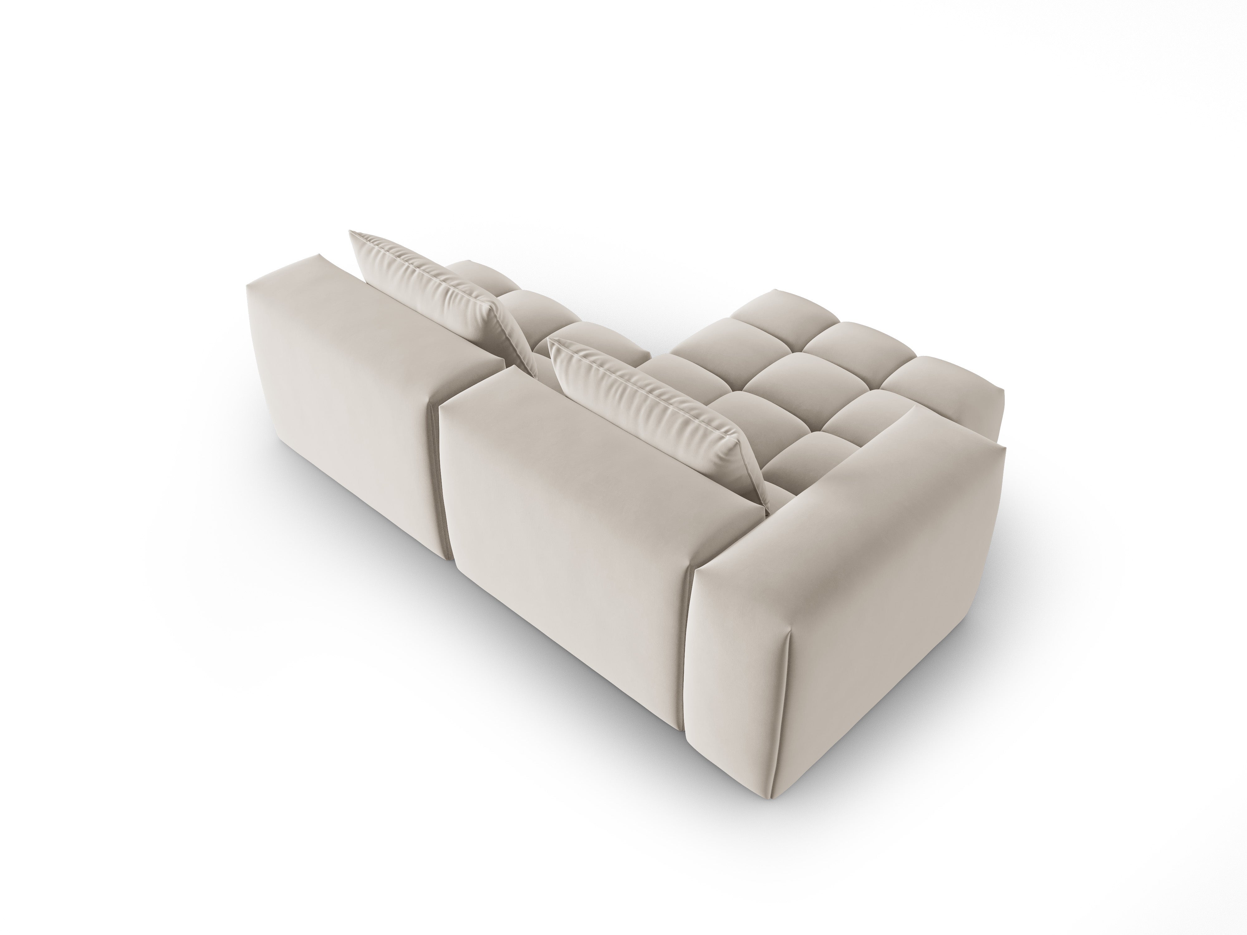 Velvet Corner Sofa for 3 People, Left-Open VERONA in Ecru