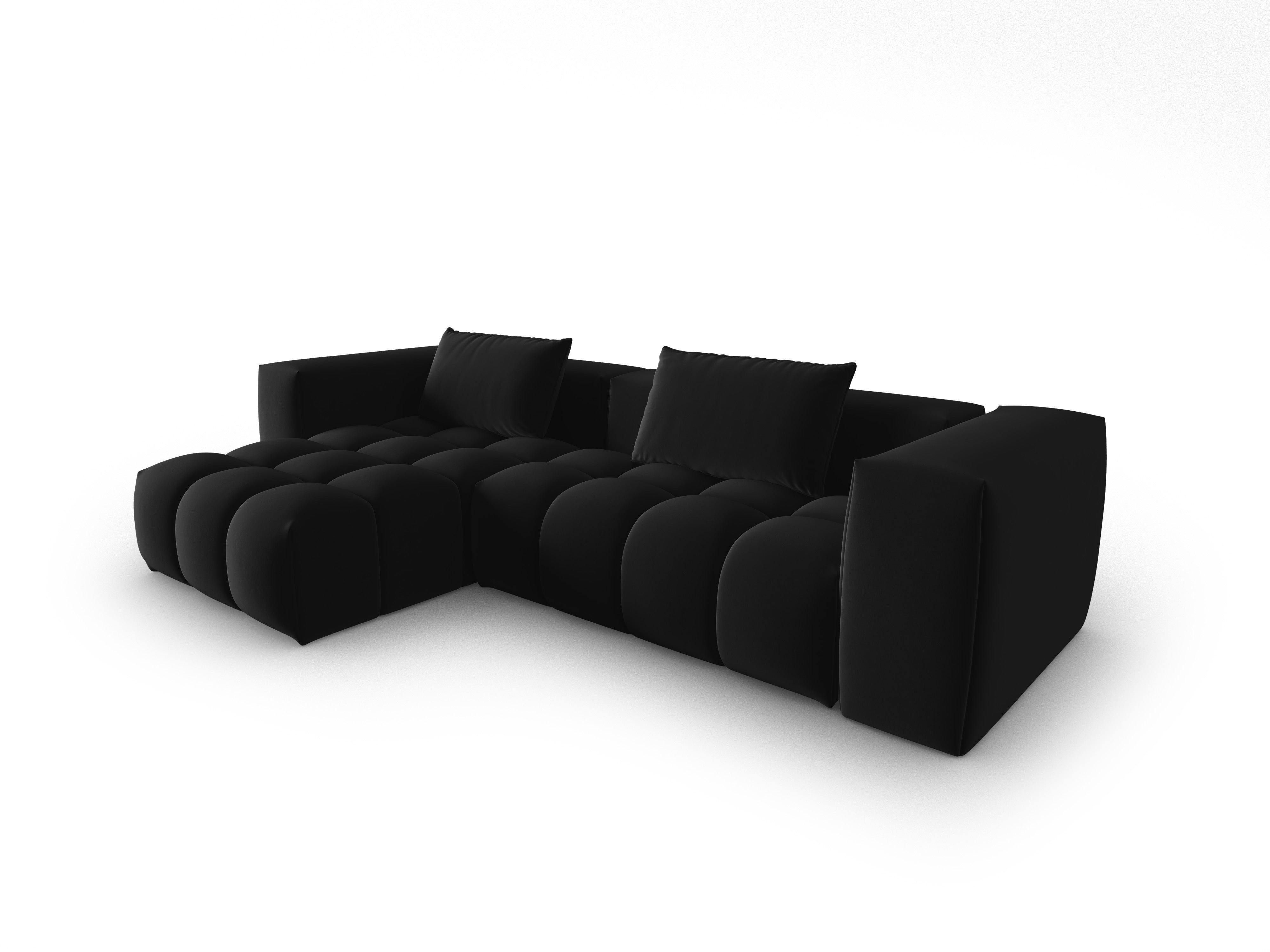 Samt-Ecksofa 3-sitzig links VERONA schwarz